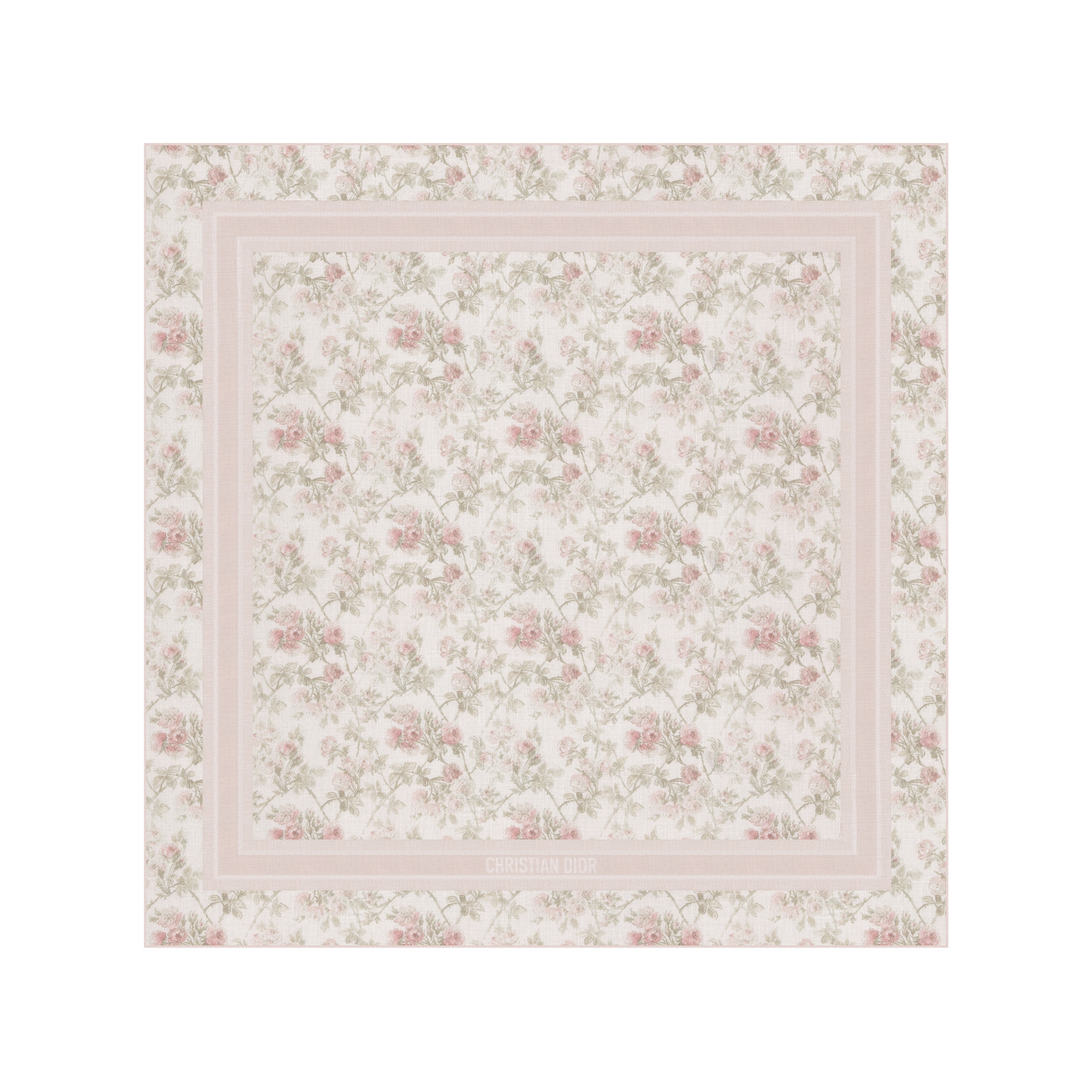 Rosier de Dior Shawl White and Pink Cashmere E01