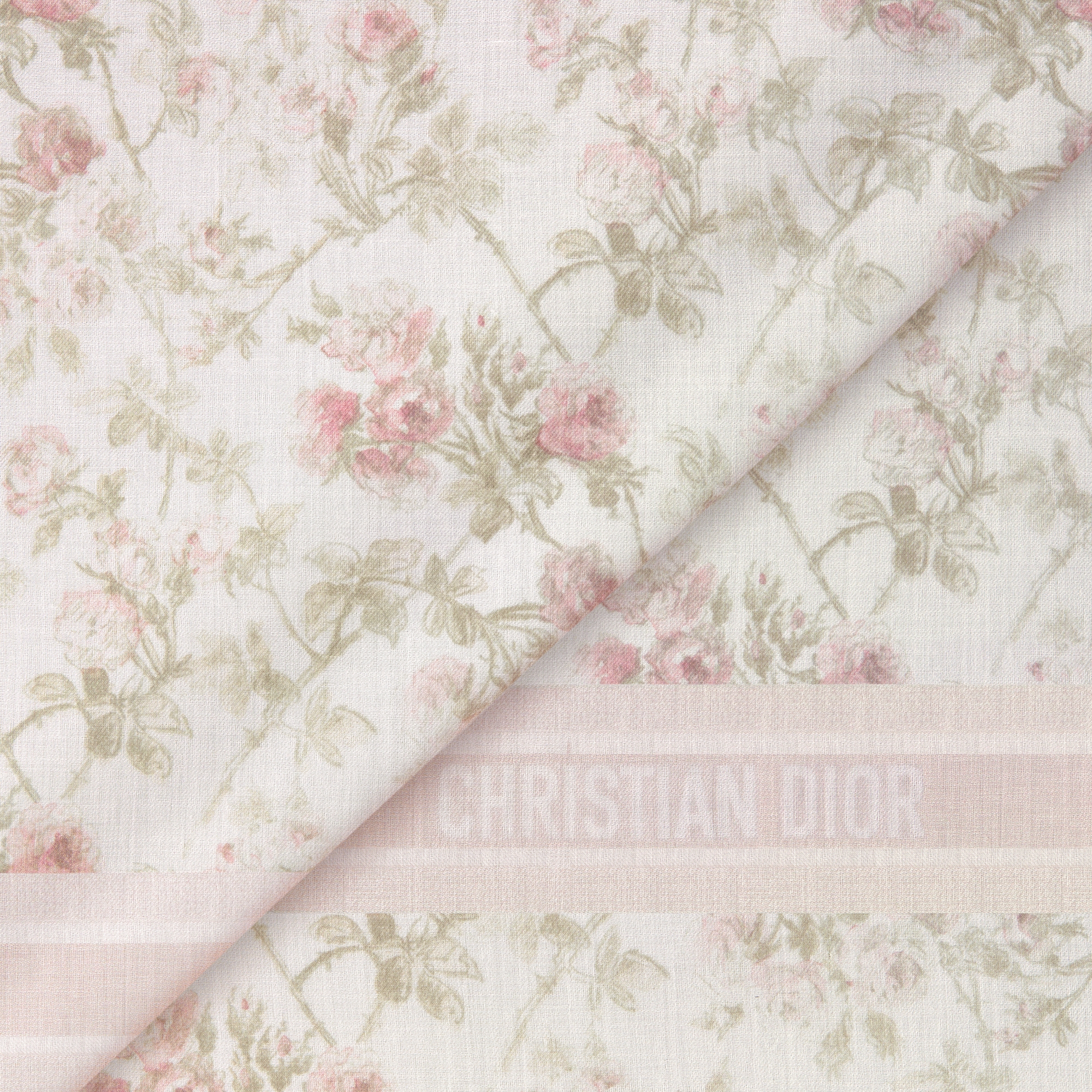 Rosier de Dior Shawl White and Pink Cashmere E09