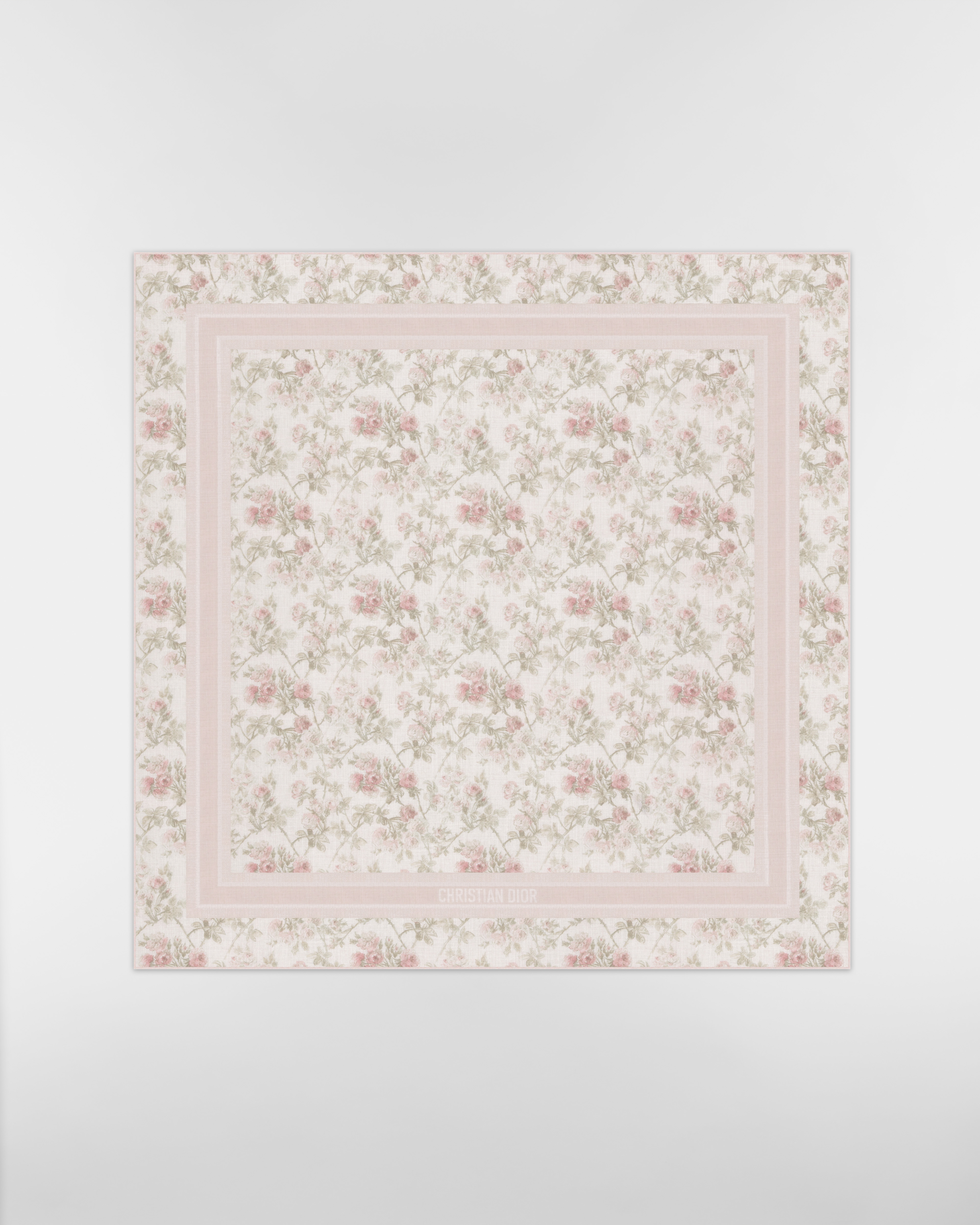 Rosier de Dior Shawl White and Pink Cashmere E01
