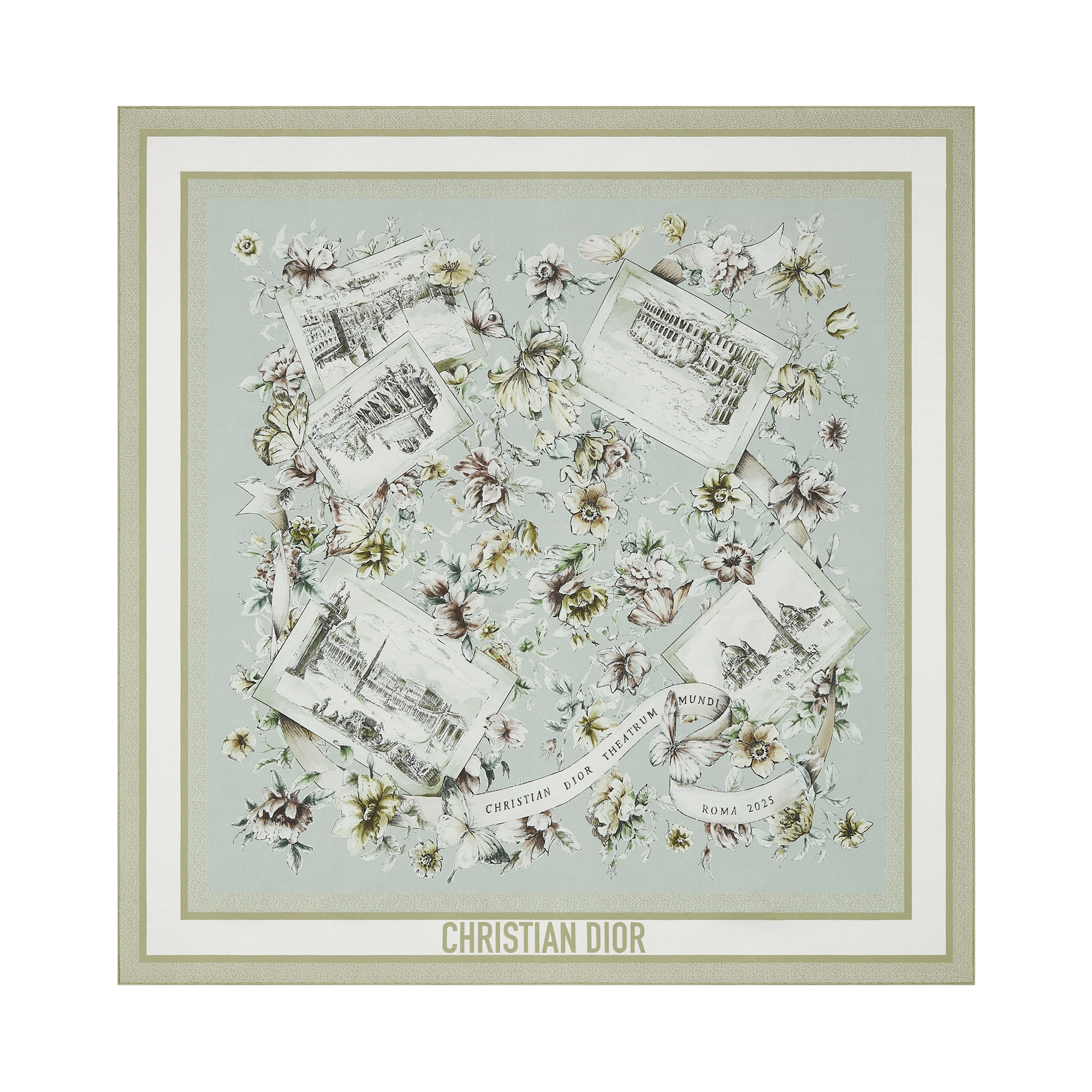  Sarga de seda verde multicolor