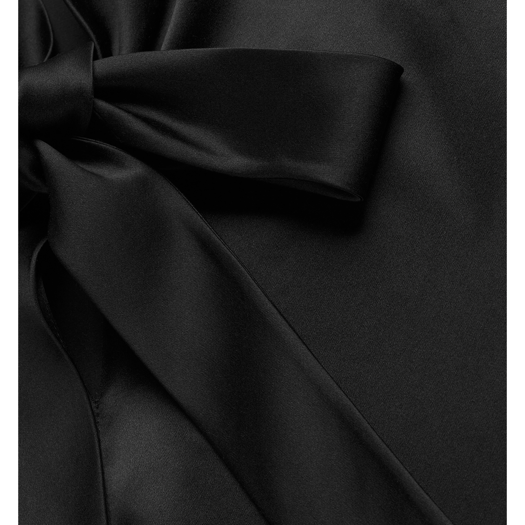 Blouse with Rear Tie Black Silk Twill E10