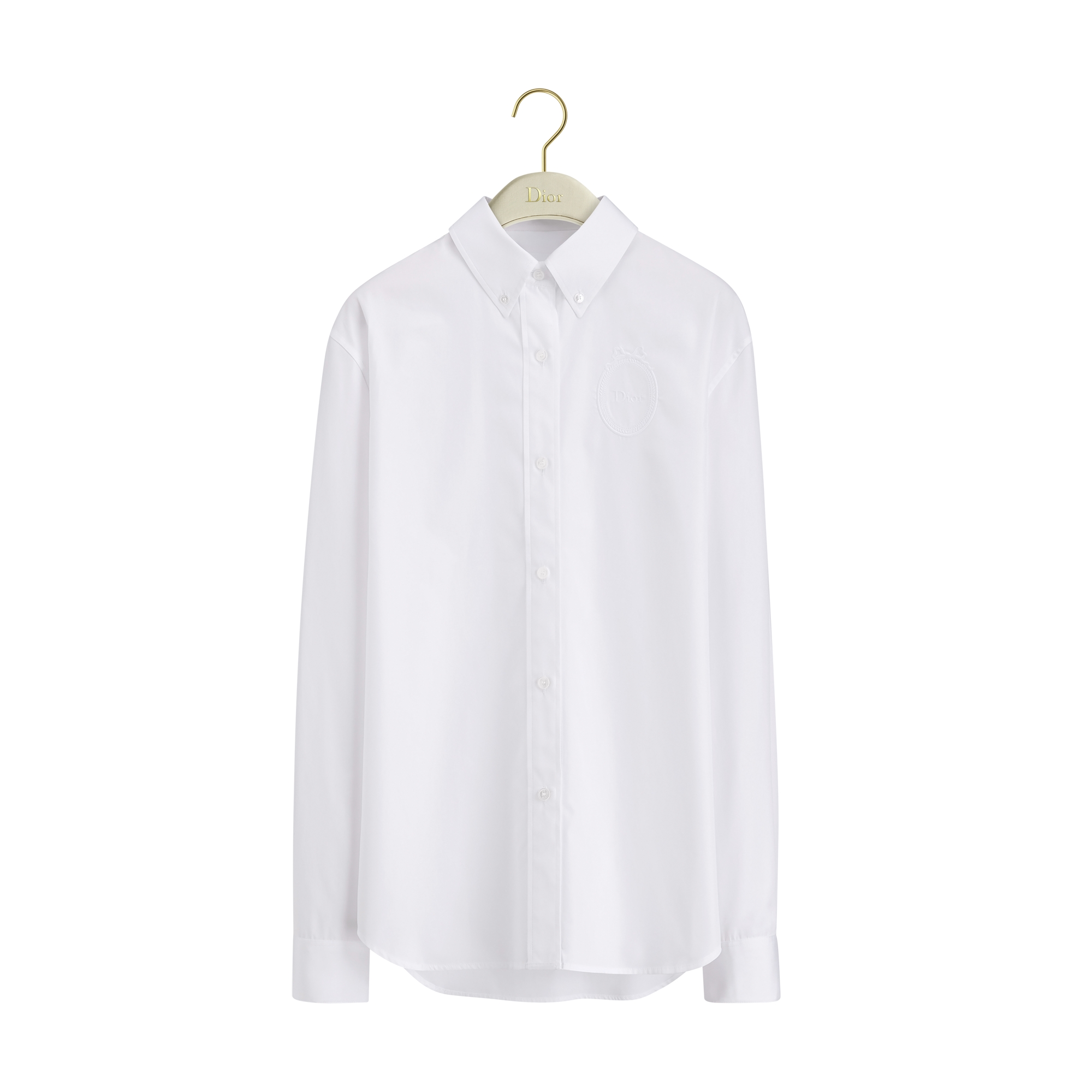 Embroidered Dior Médaillon Blouse White Cotton Poplin E01