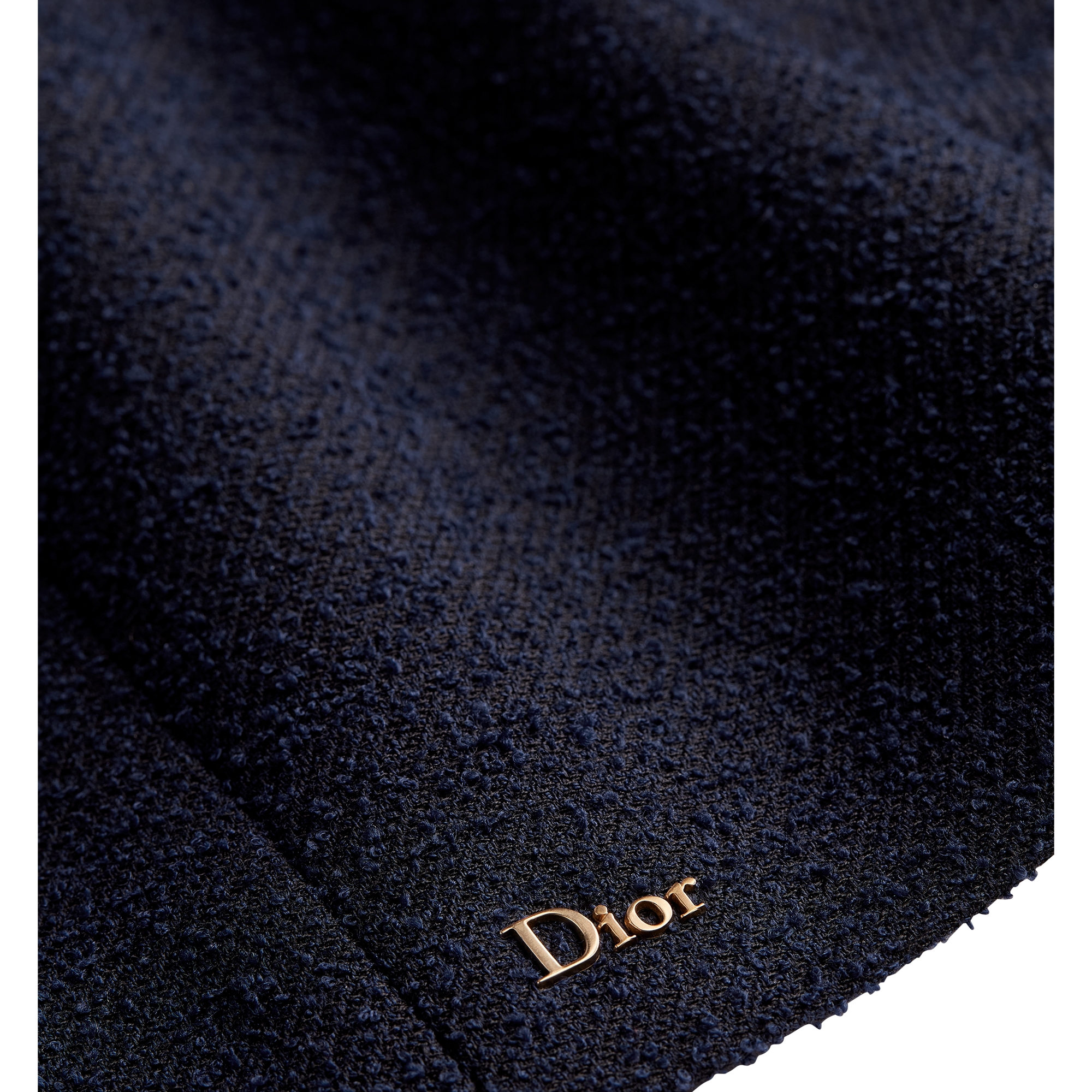 Flared Miniskirt Navy Blue Virgin Wool-Cotton-Blend Bouclé E10