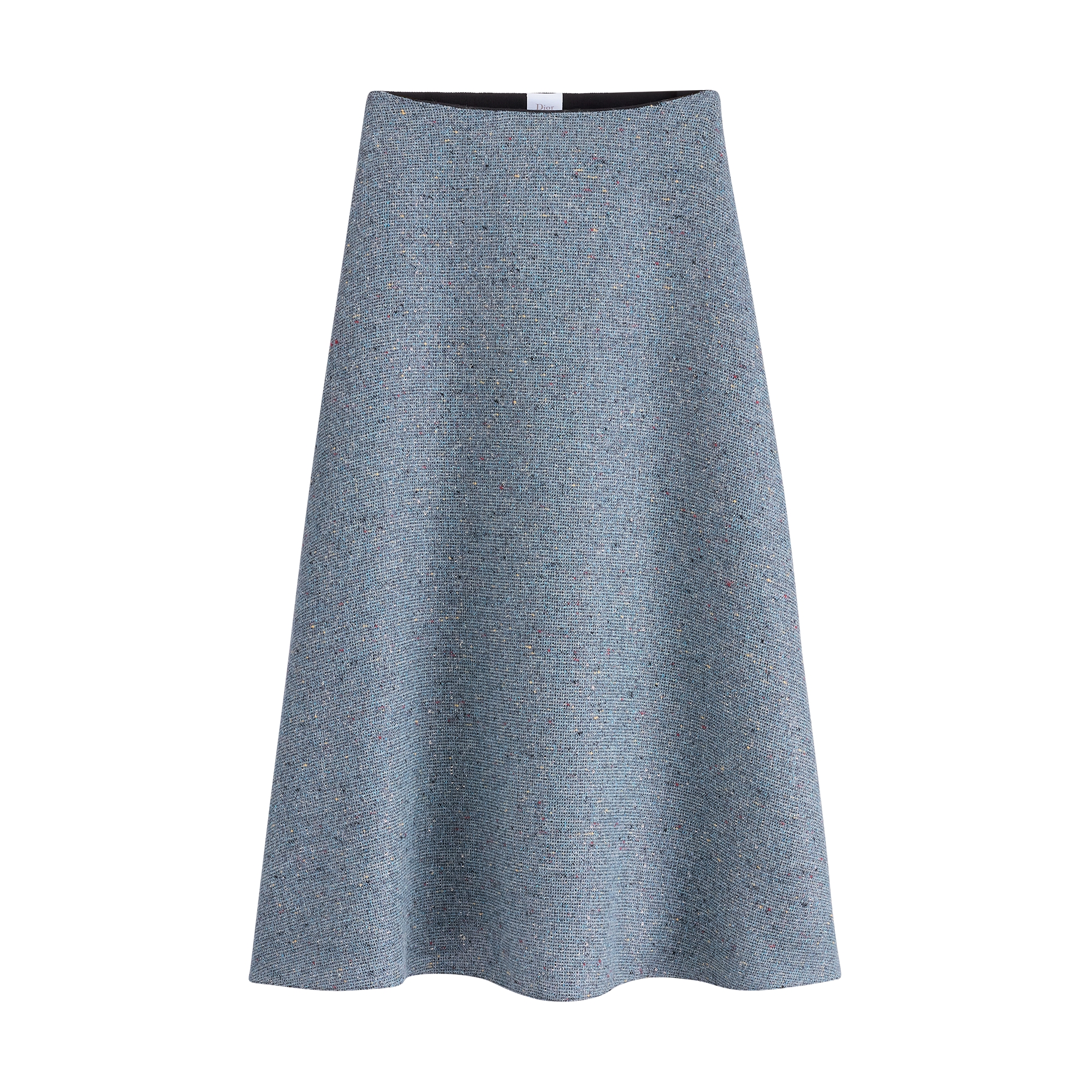  藍色絲綢初剪羊毛混紡斜紋軟呢綴以多色亮片刺繡