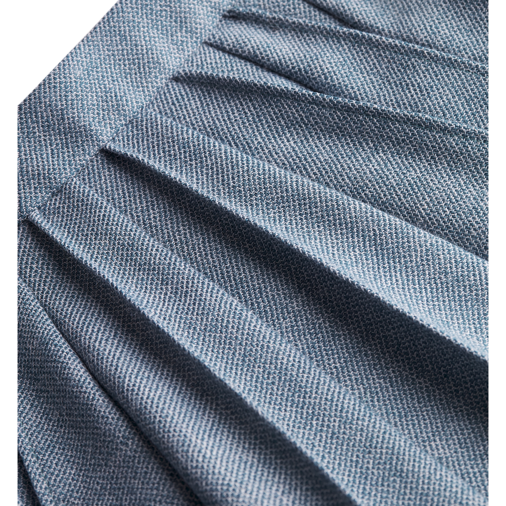 Pleated Miniskirt Blue Virgin Wool Tweed E09