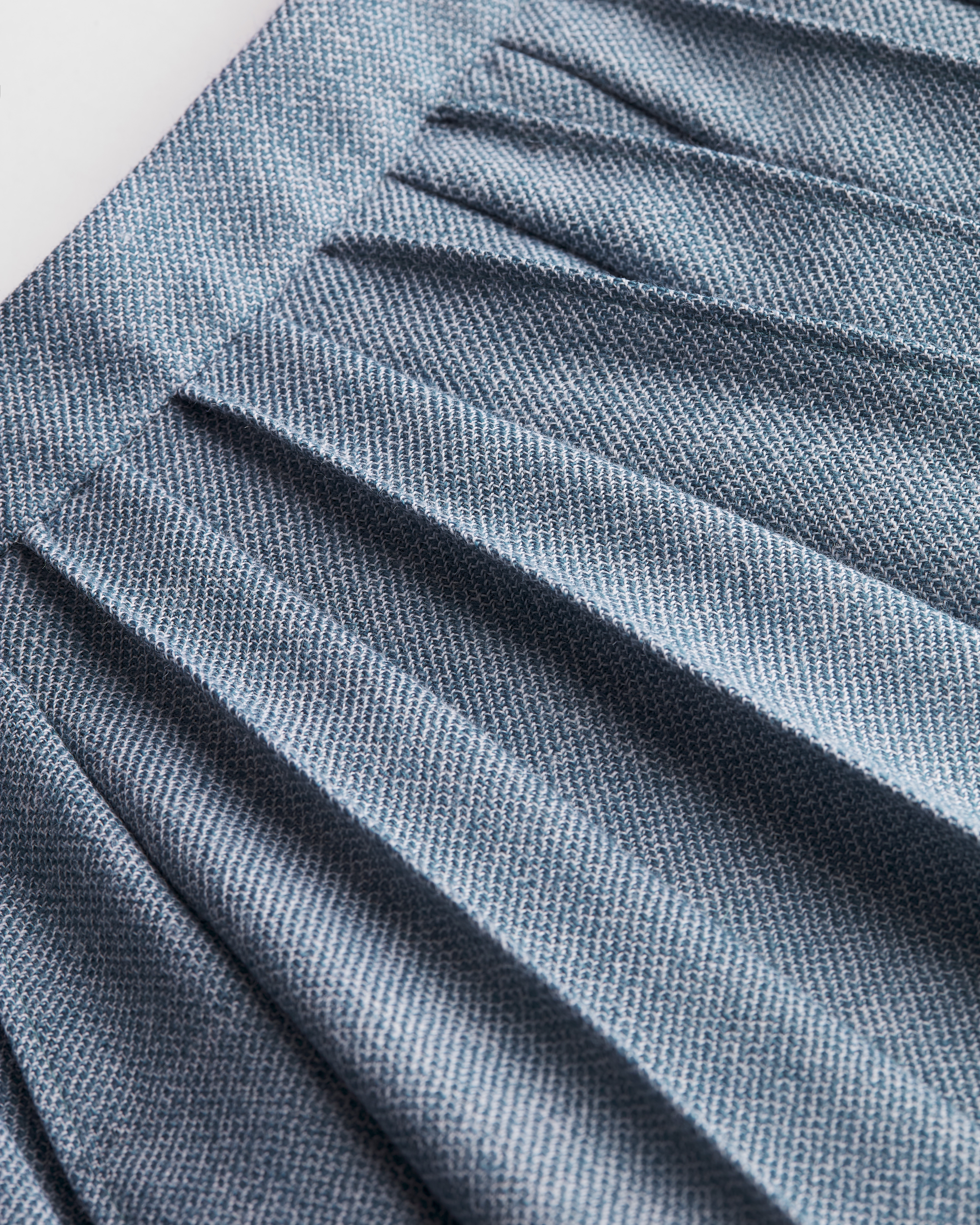 Minirock mit Falten Schurwolltweed in Blau E09