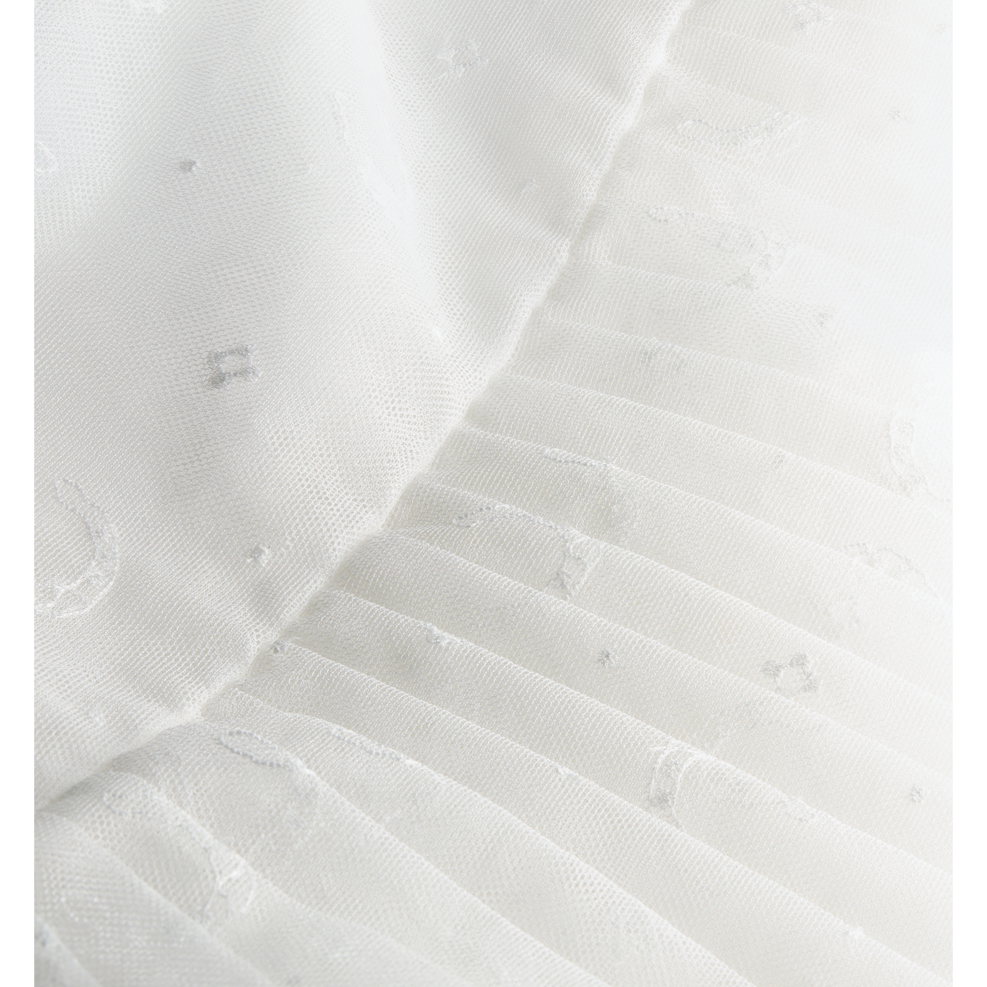 Mid-Length Pleated Embroidered Skirt White Plumetis Tulle with Dior Horseshoe Motif E11