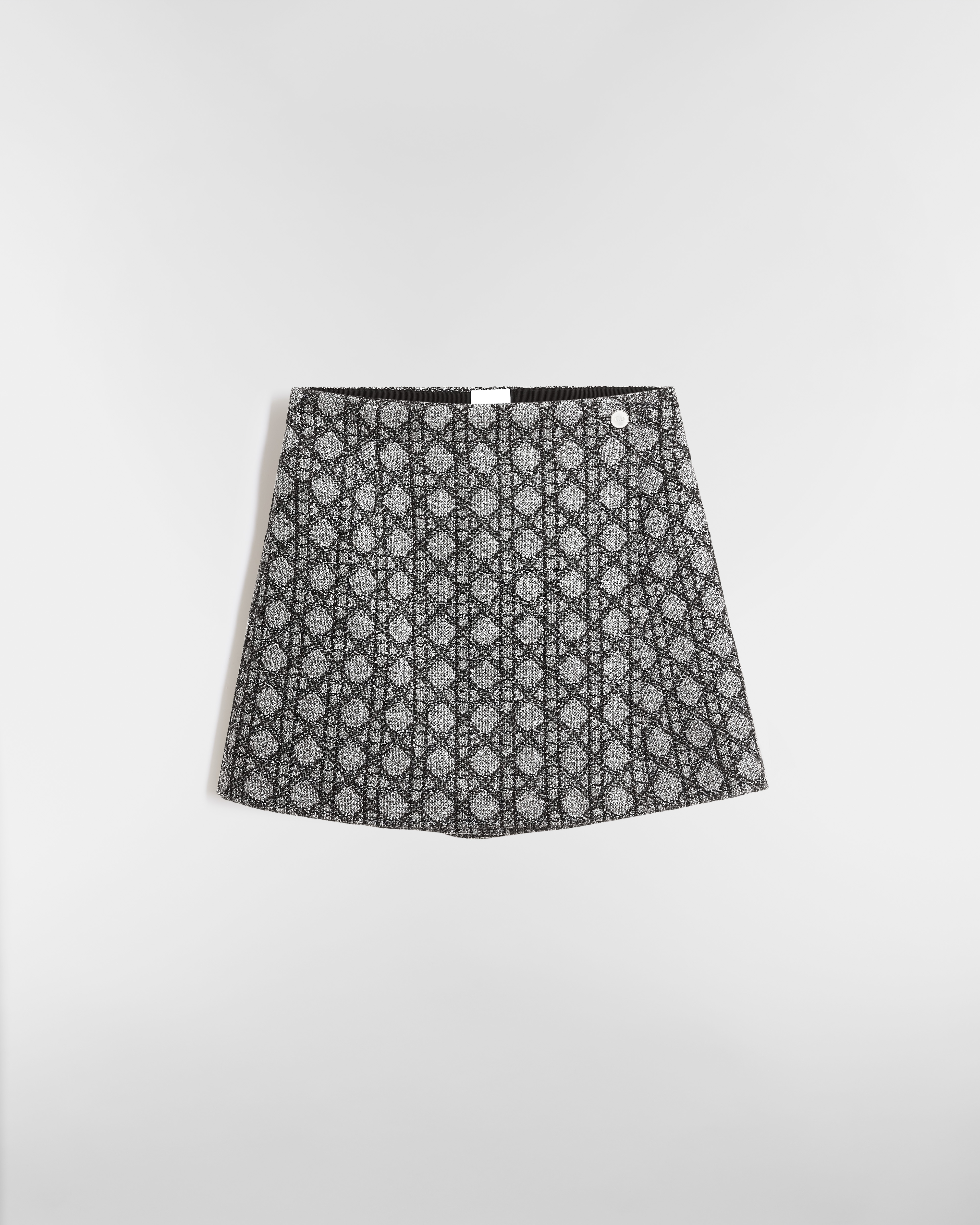 Skort met Macrocannage-motief Zwart en wit tweed geborduurd met veelkleurige pailletten E01