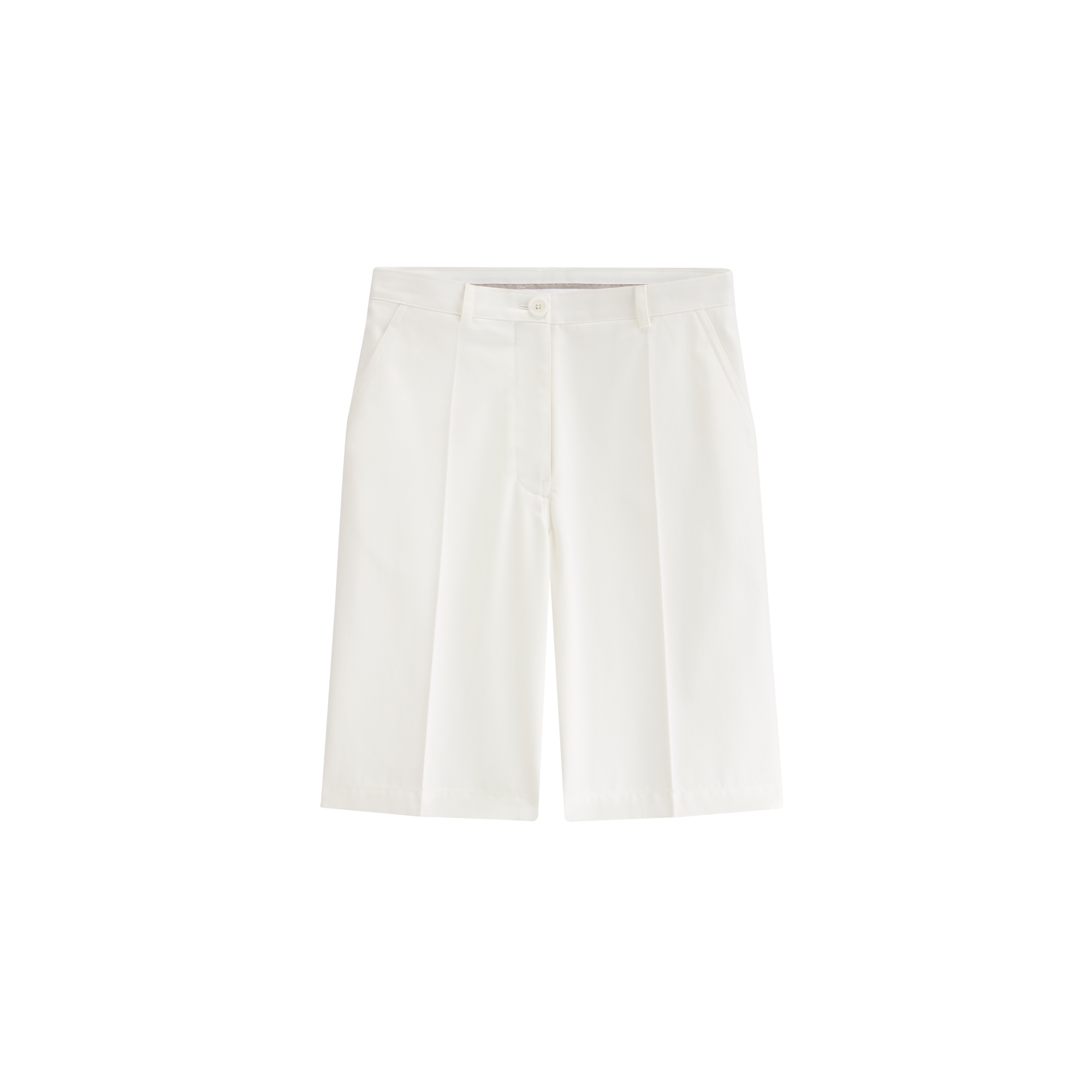 Bermuda Shorts Ecru Cotton and Silk Gabardine E01