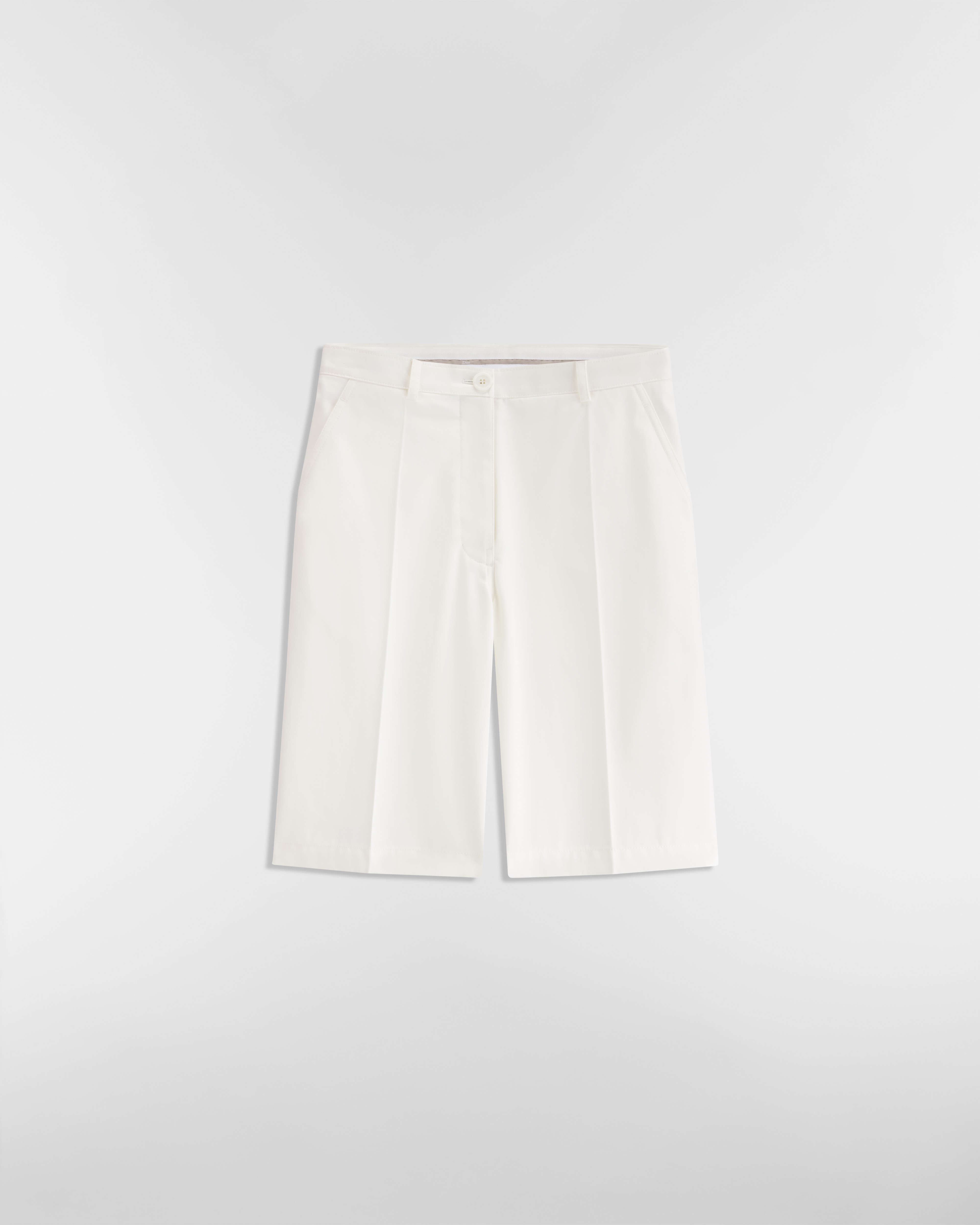 百慕達短褲 米白色棉和絲綢斜紋防水布 E01