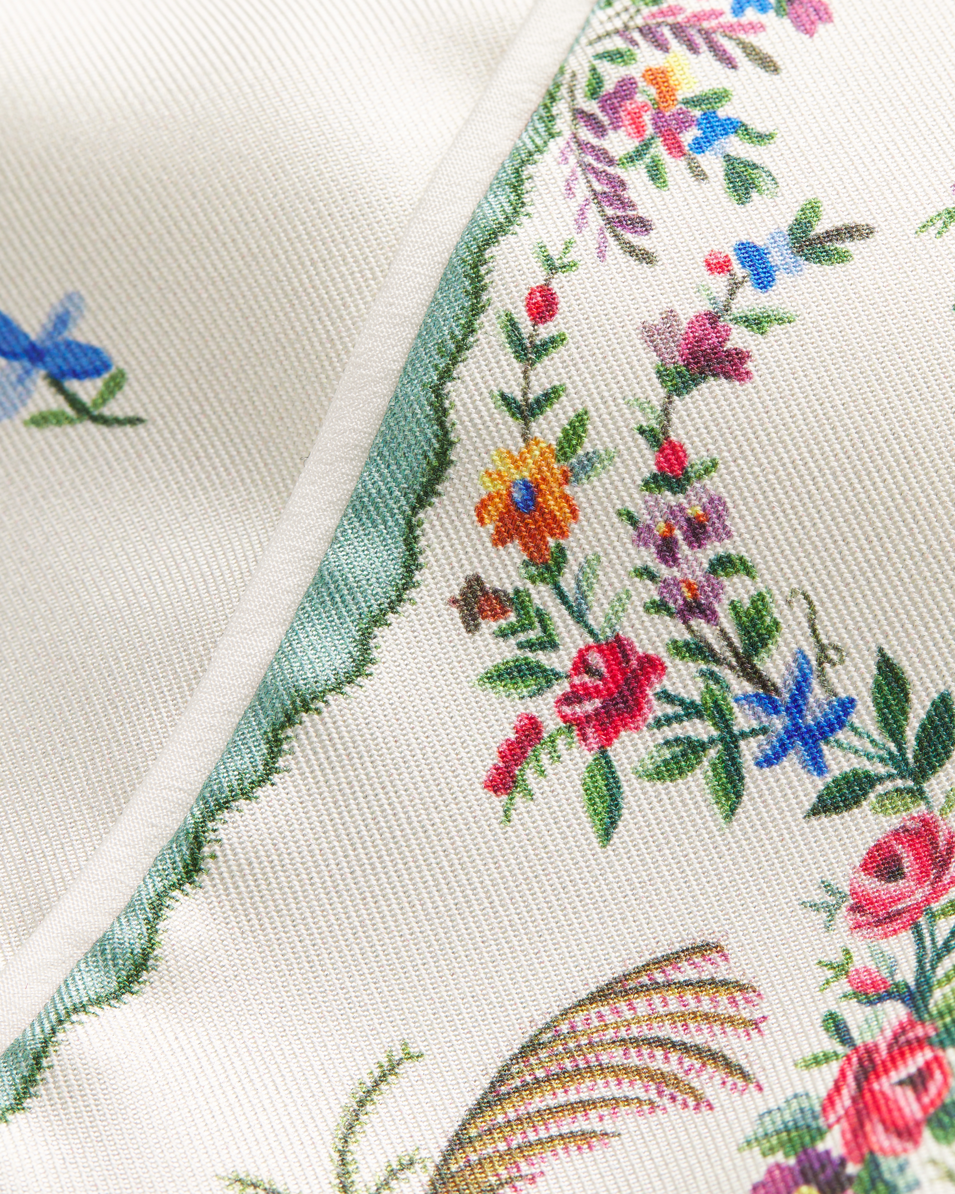 Pantalon Dioramour Twill de soie blanche à motif Revolution Flowers multicolore E10