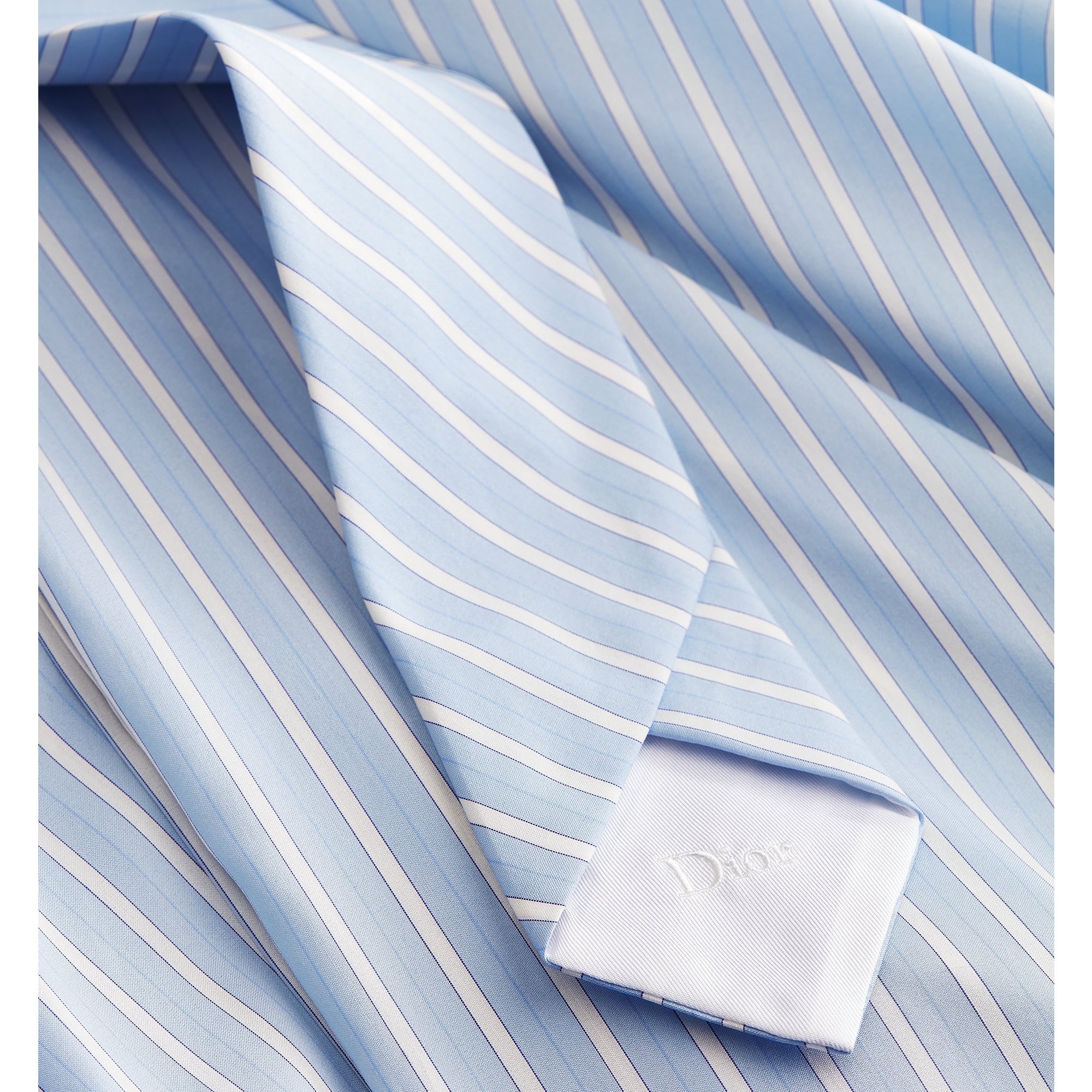 Chemisier midi con cintura Seta D-Stripes blu e bianca E09