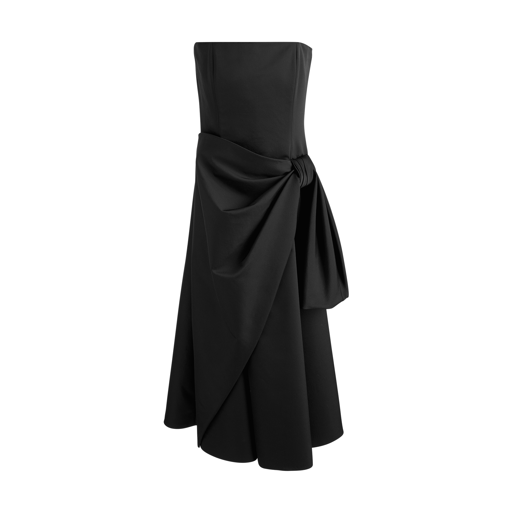 Mid-Length Draped Bustier Dress Black Wool and Silk Radzimir | DIOR
