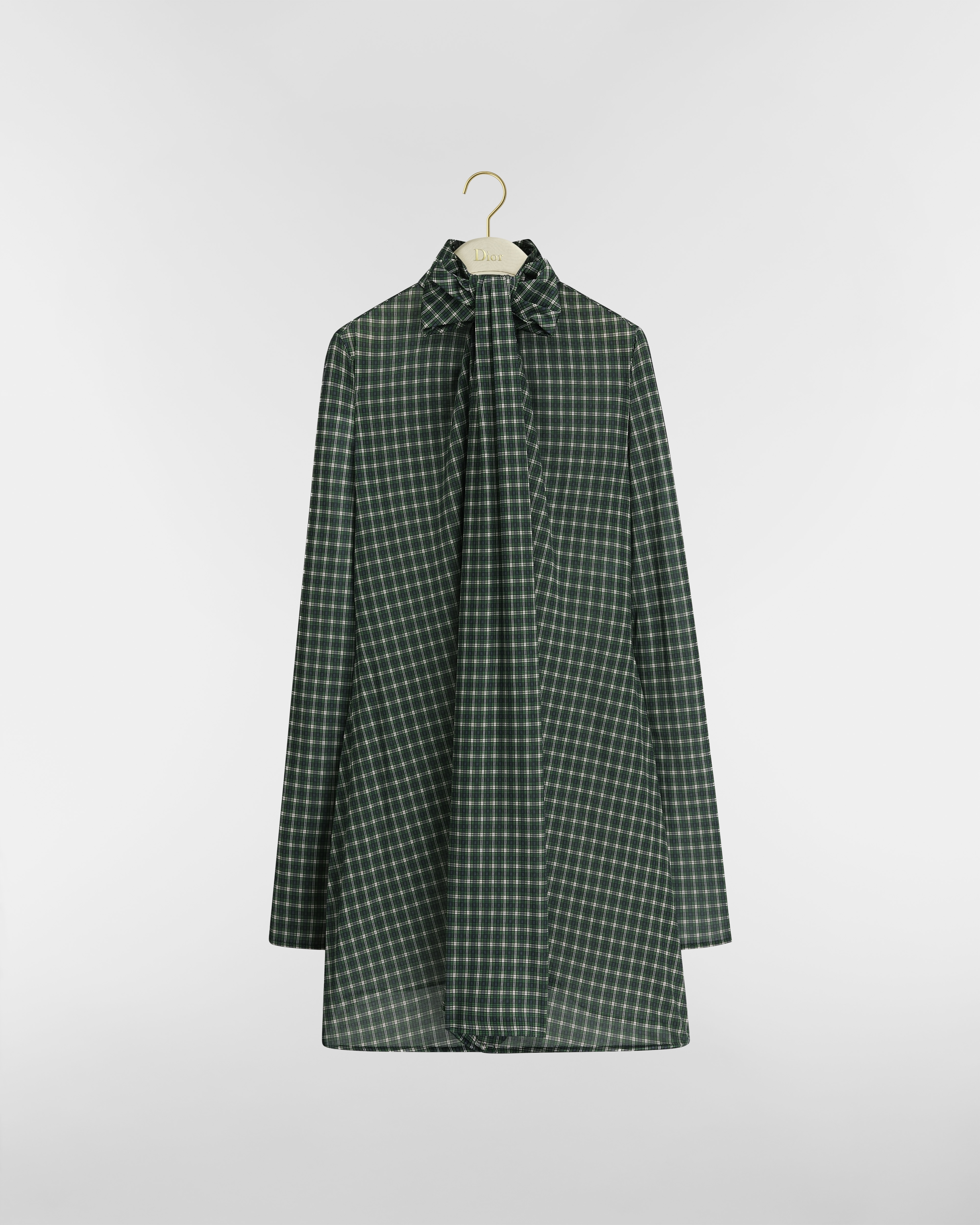 Vestido corto con lazo en el cuello Punto de seda Check'n'Dior verde multicolor E01