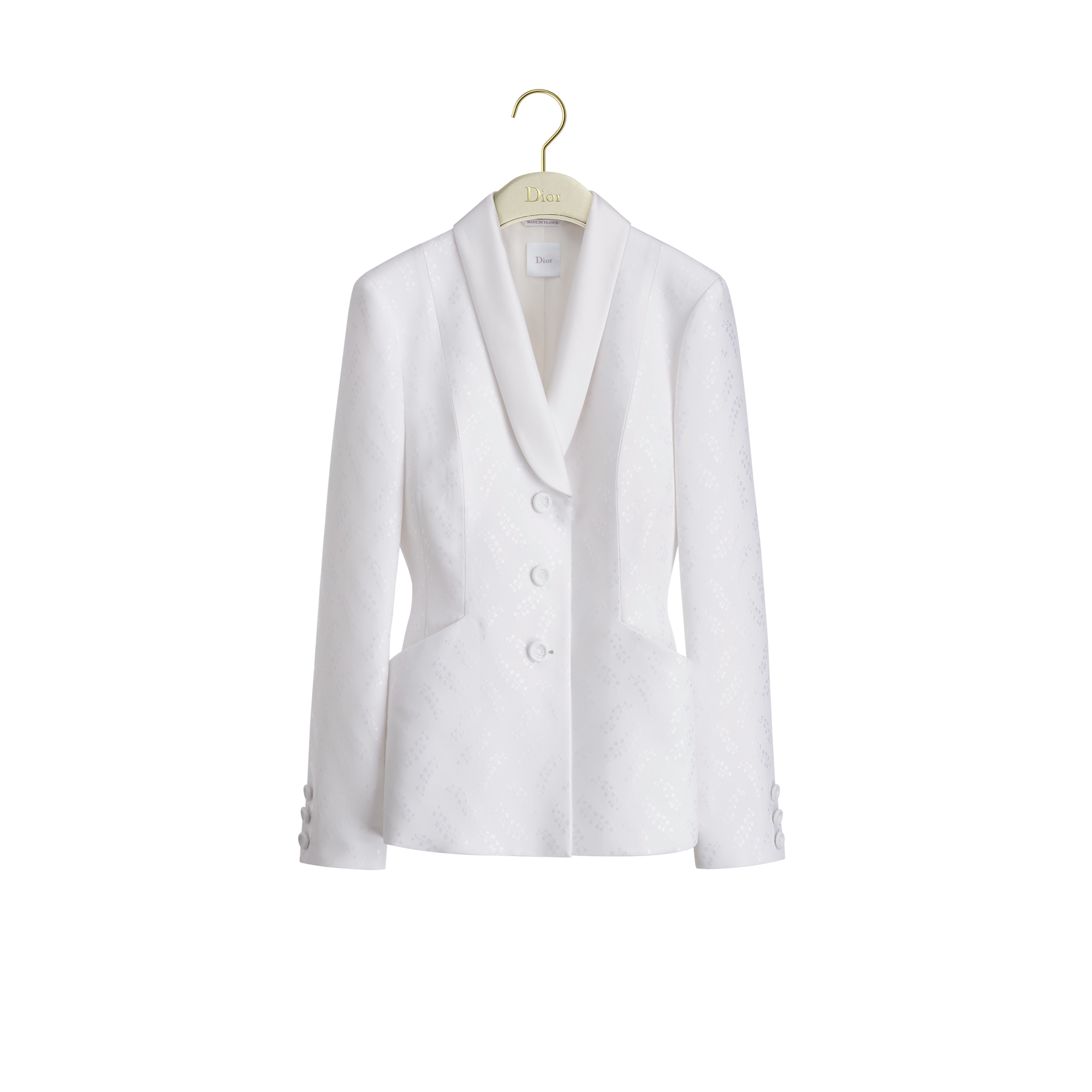  Soie et laine à motif Lily Of The Valley blanc