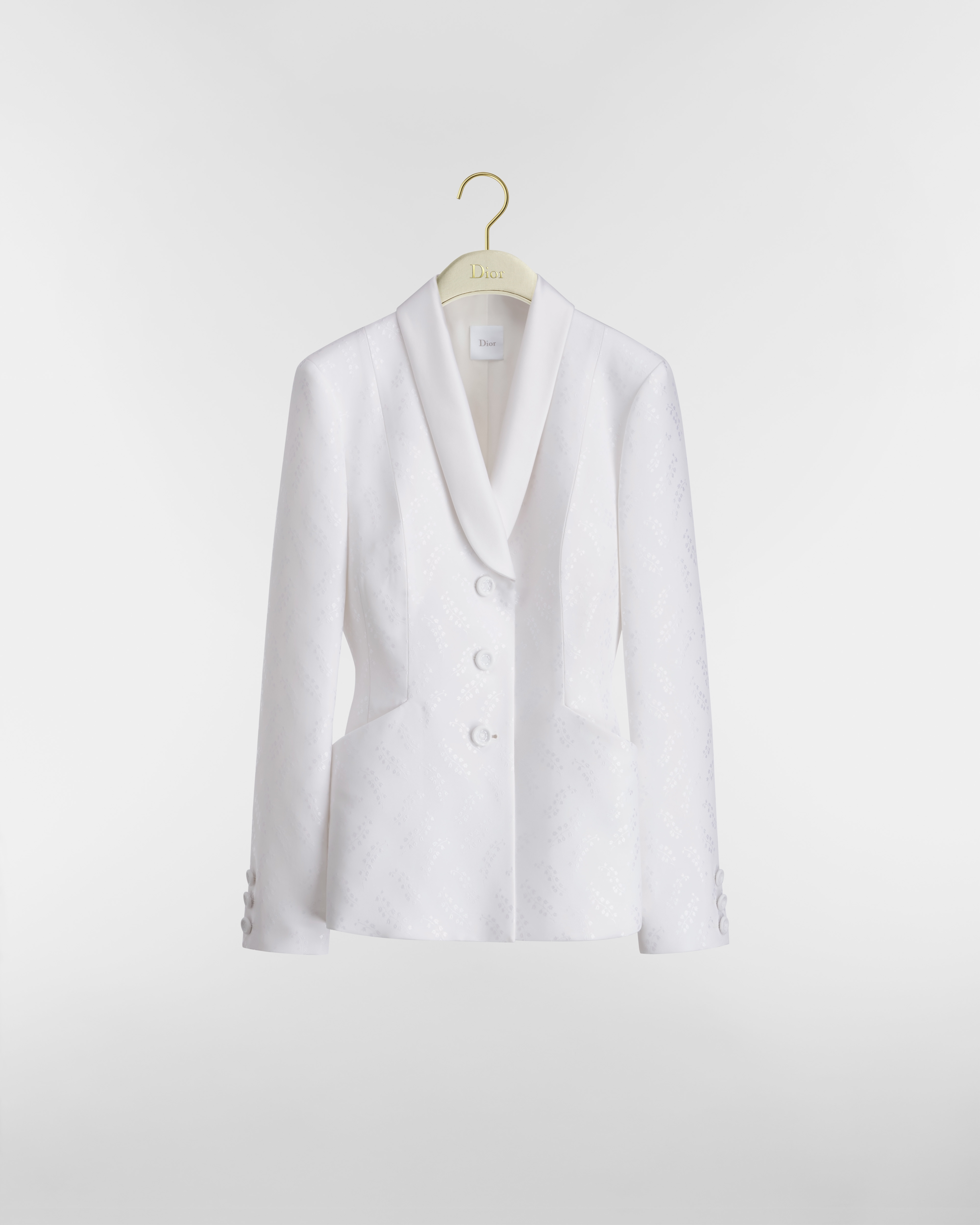 Bar Jacket White Lily of the Valley Silk and Wool E01