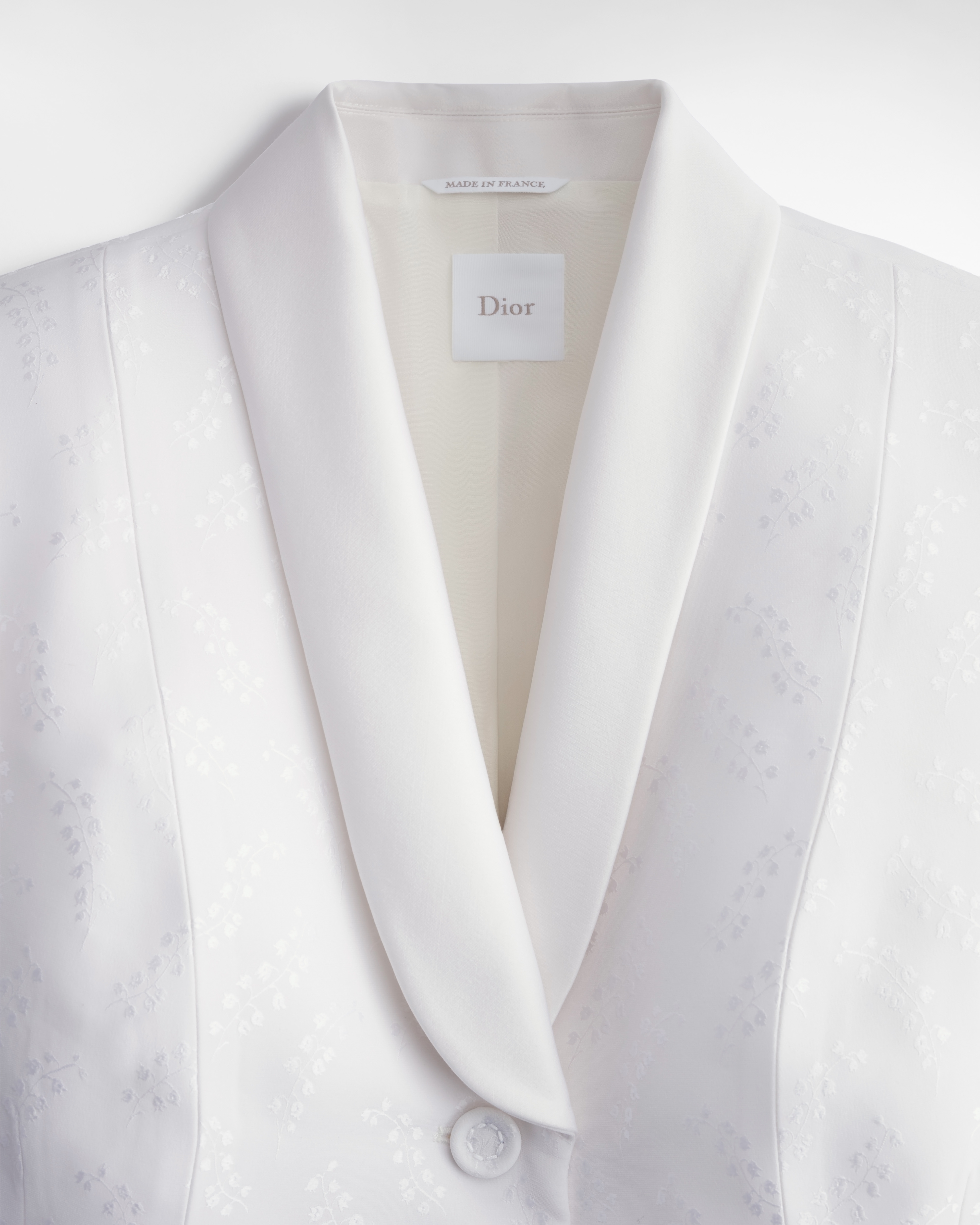 Giacca Bar Seta e lana bianche con mughetti E09