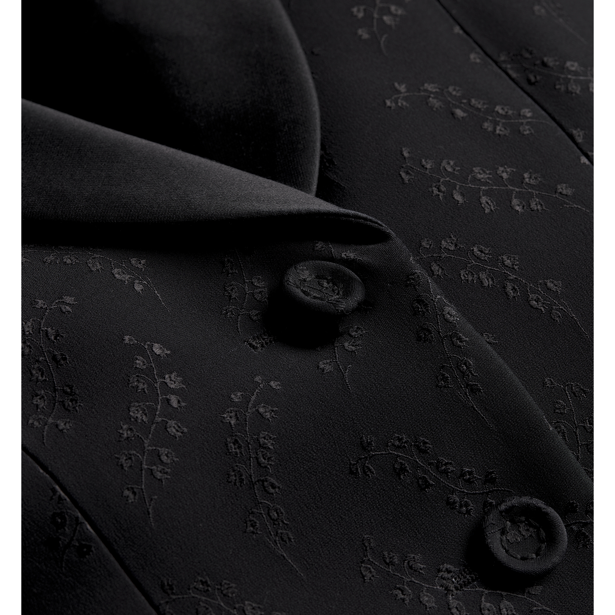 Fitted Jacket Black Lily of the Valley Silk and Wool E09