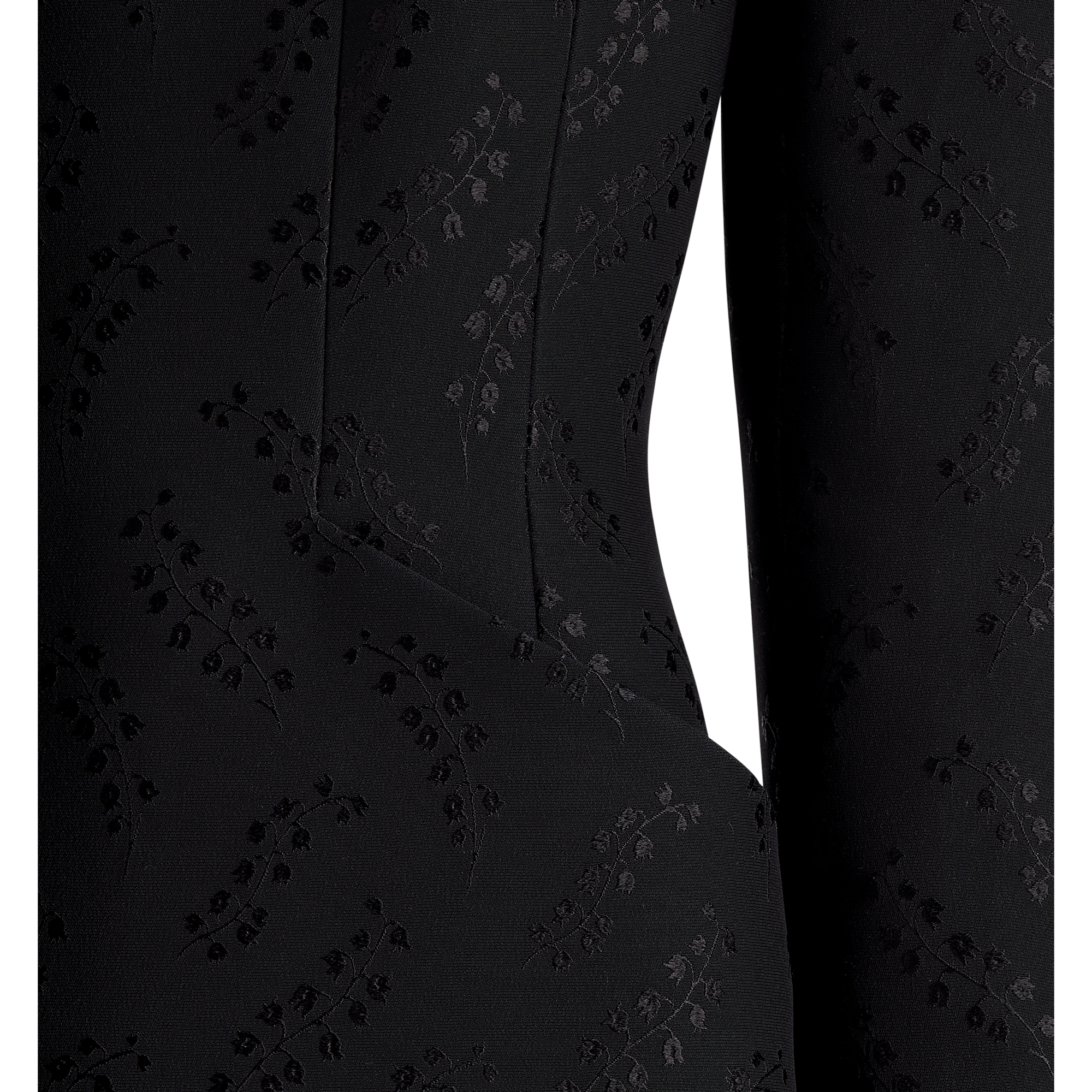 Fitted Jacket Black Lily of the Valley Silk and Wool E10