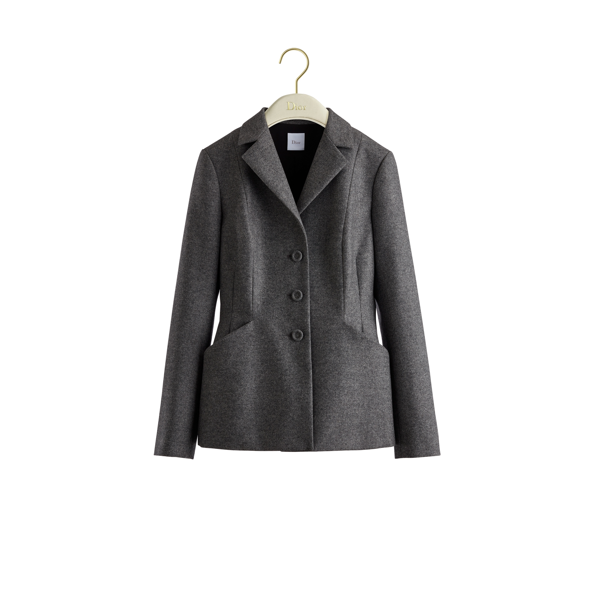 Bar Jacket Gray Wool-Cashmere Flannel E01