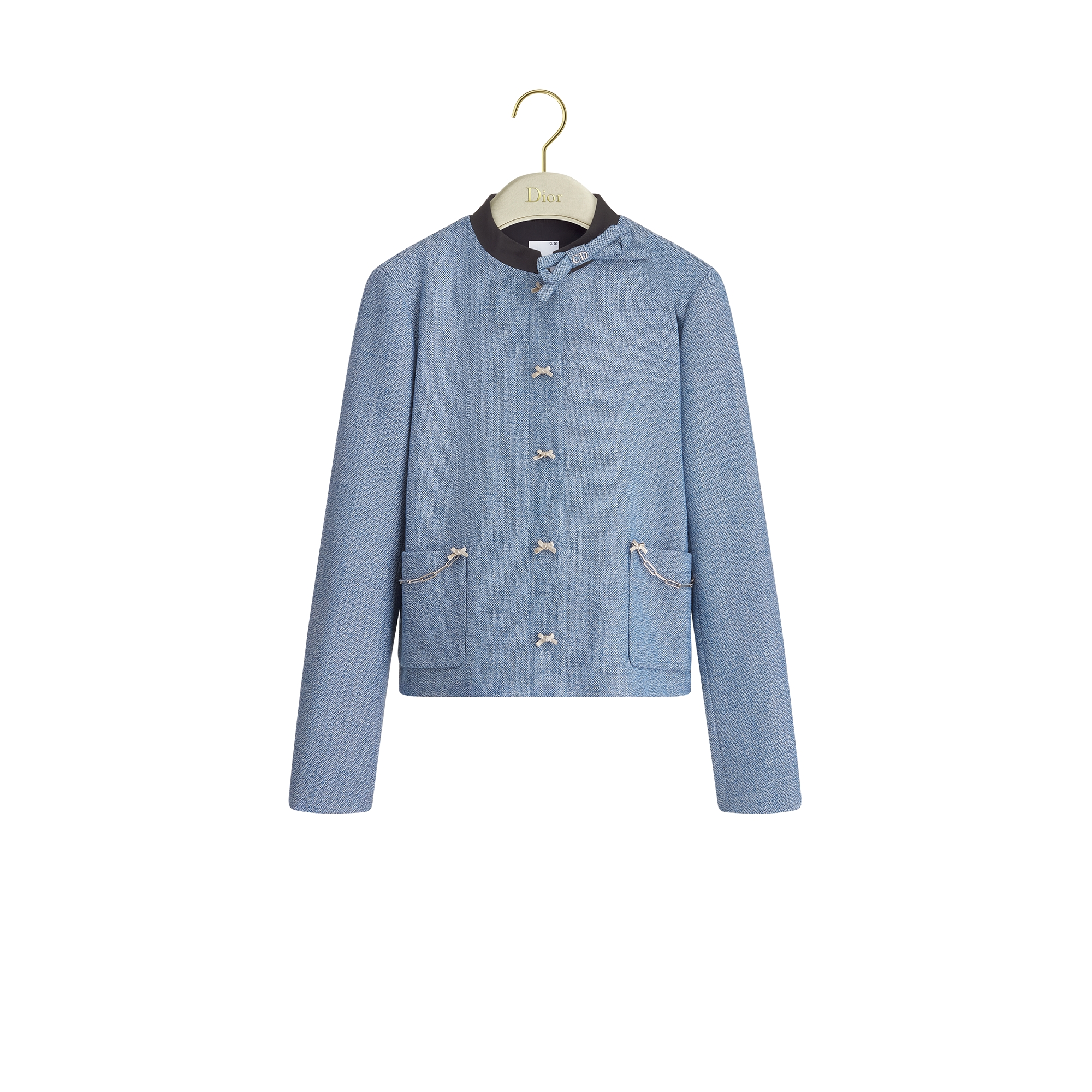  Tweed de lã virgem azul