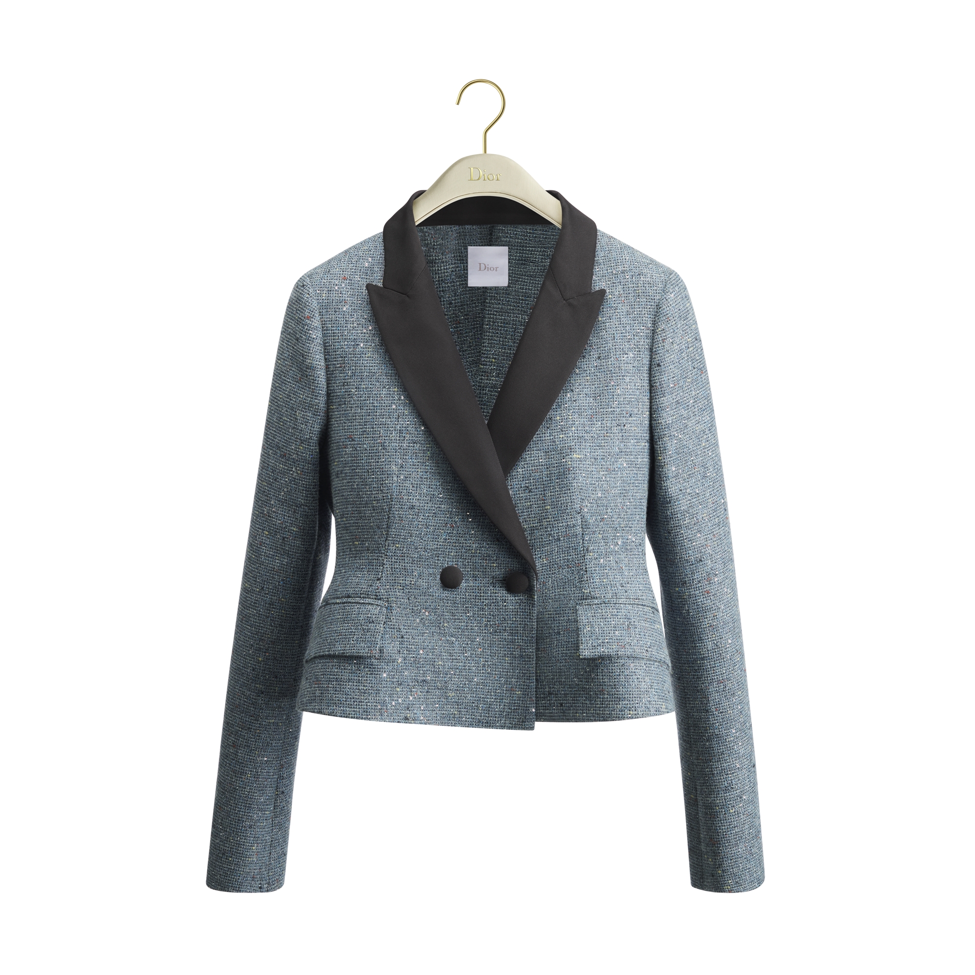  Blue Silk and Virgin Wool Sequins Donegal Tweed