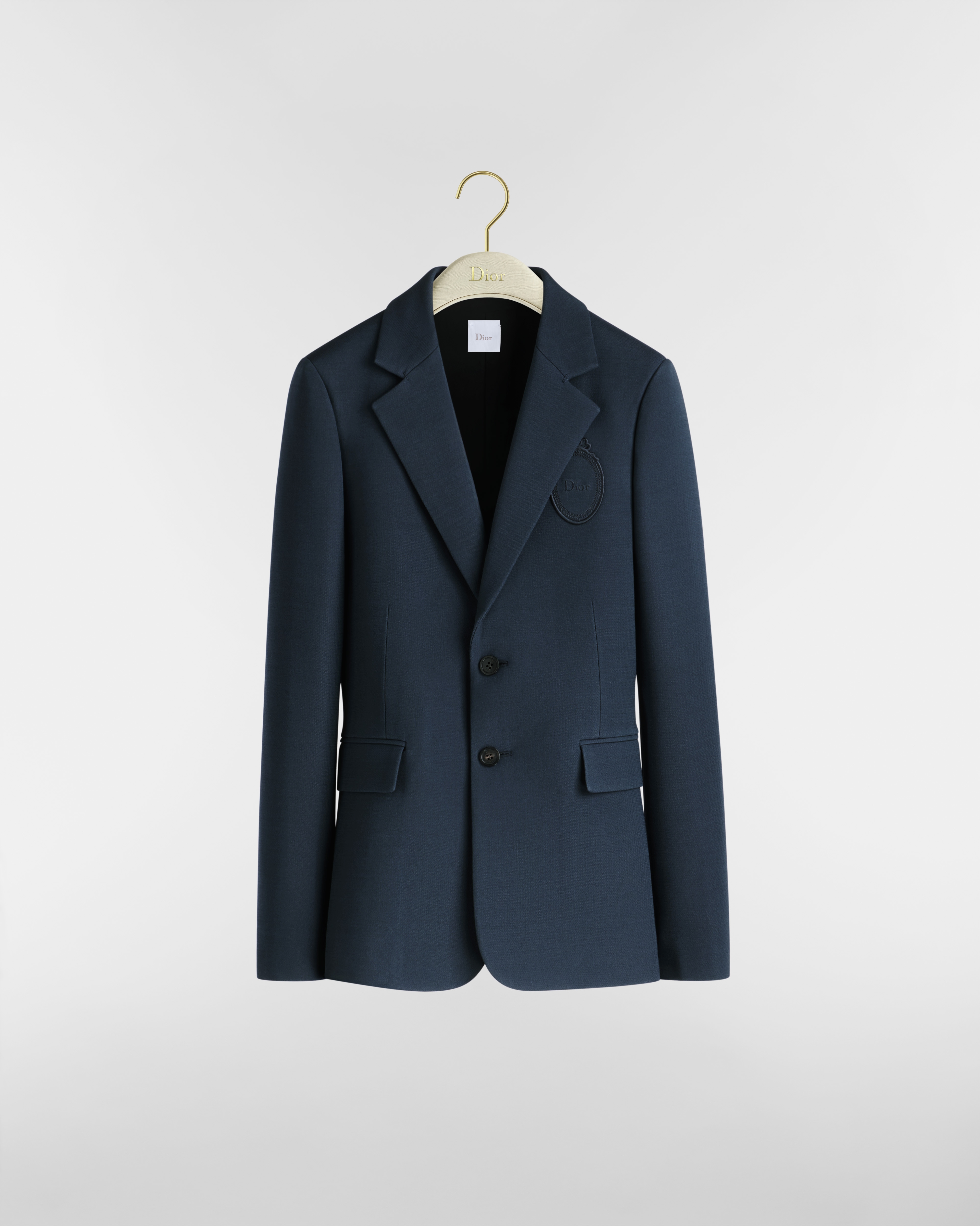 Dior Médaillon Blazer Navy Blue Wool and Silk E01