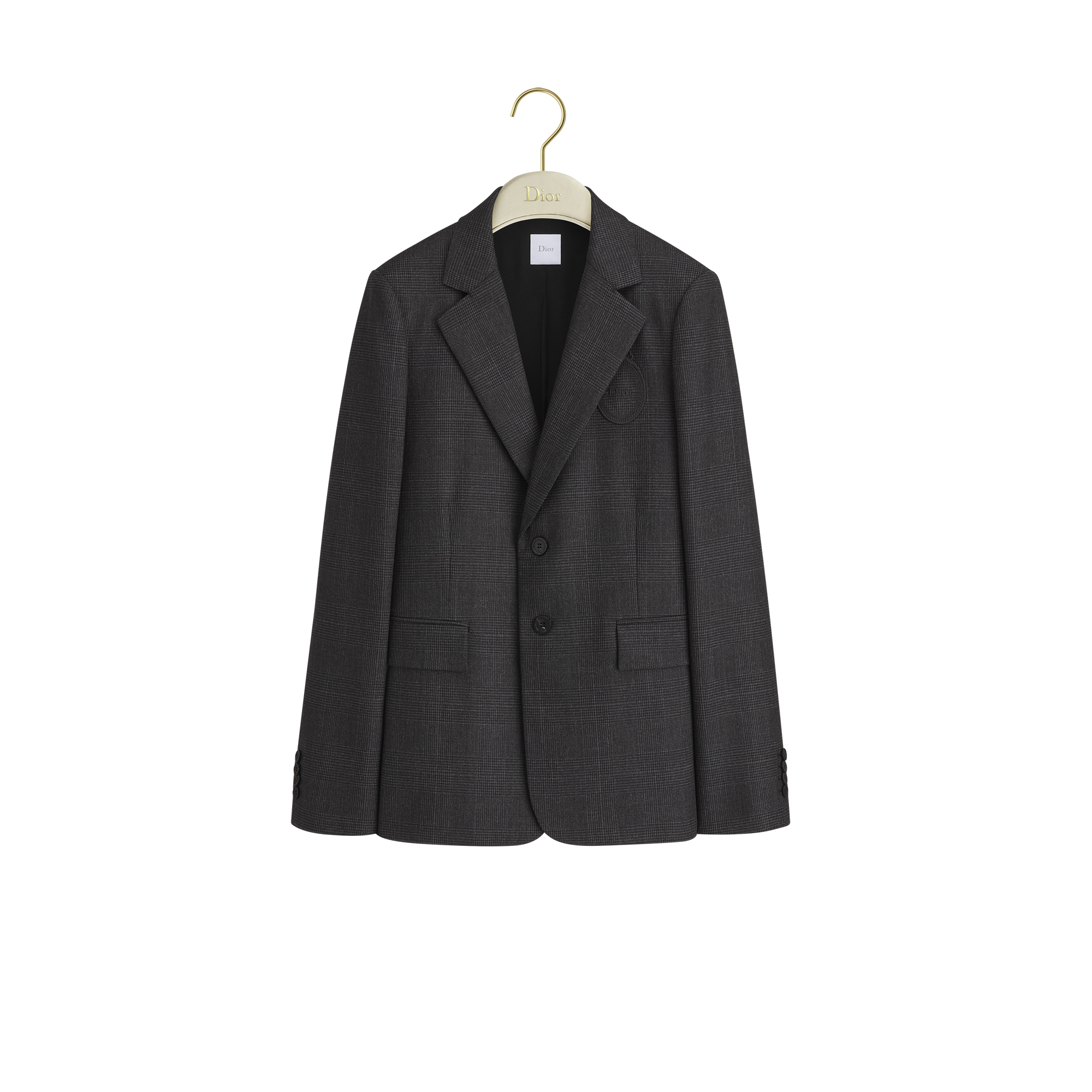 Dior Médaillon Blazer Gray Prince of Wales Virgin Wool and Cashmere E01