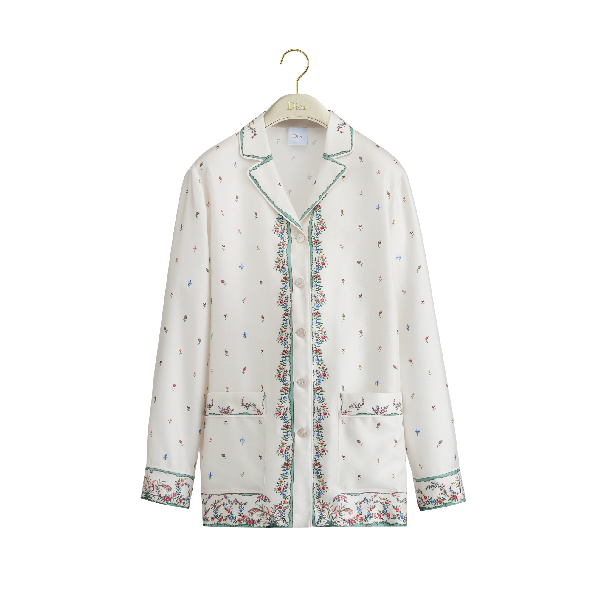 Dioramour Shirt White Silk Twill with Multicolor Revolution