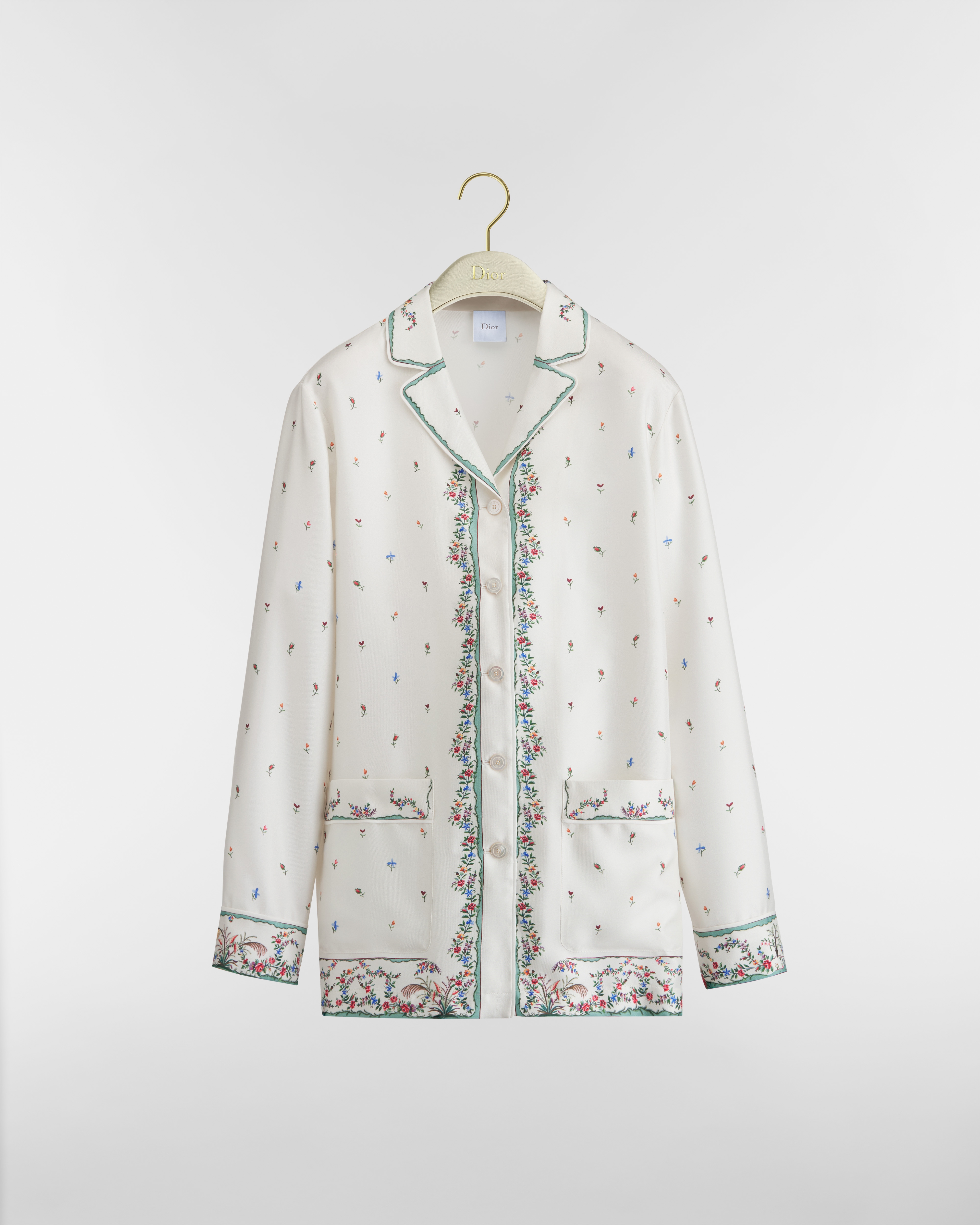 Dioramour Hemd Seidentwill in Weiß mit Revolution Flowers Motiv in mehreren Farben E01