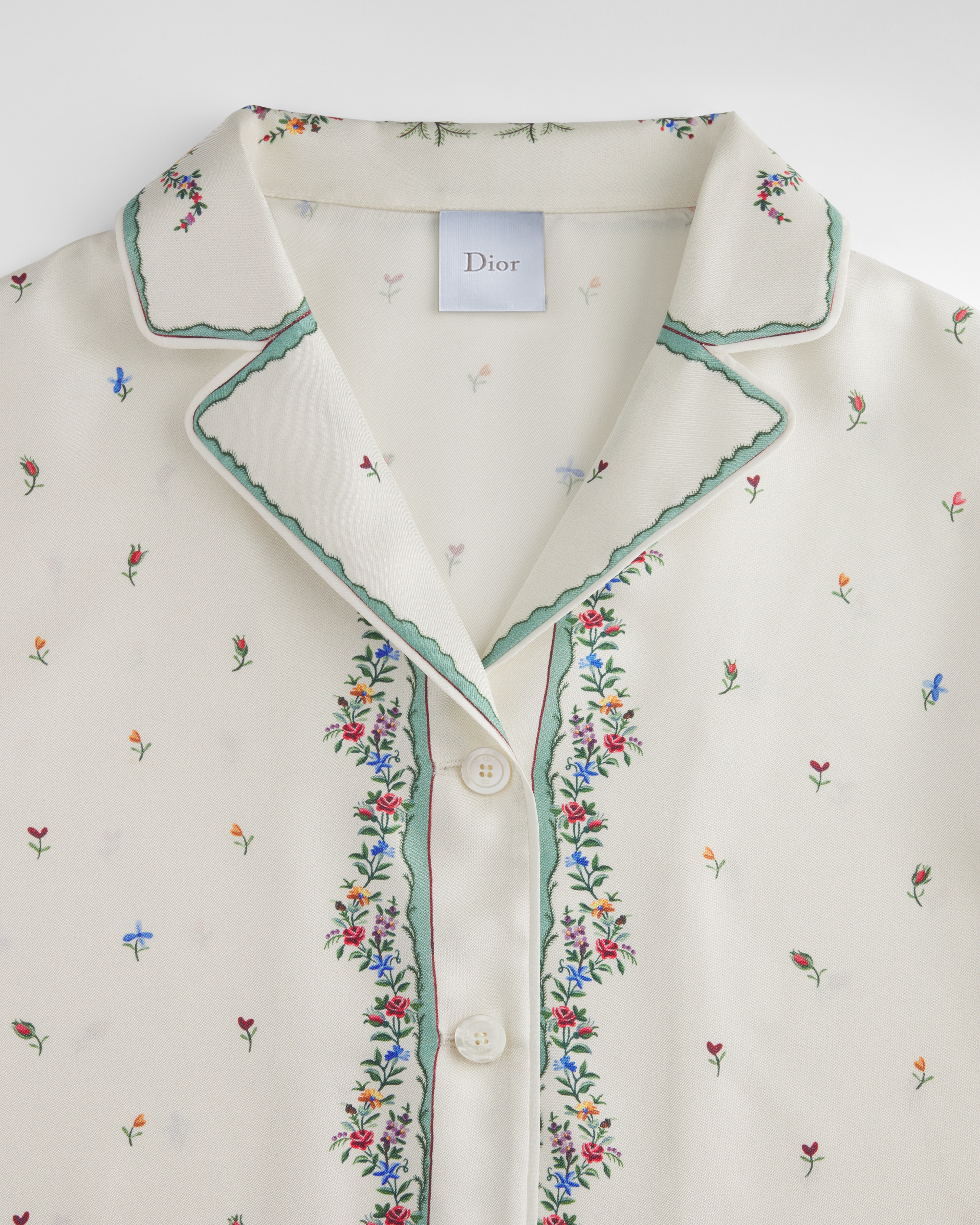 Dioramour Hemd Seidentwill in Weiß mit Revolution Flowers Motiv in mehreren Farben E10