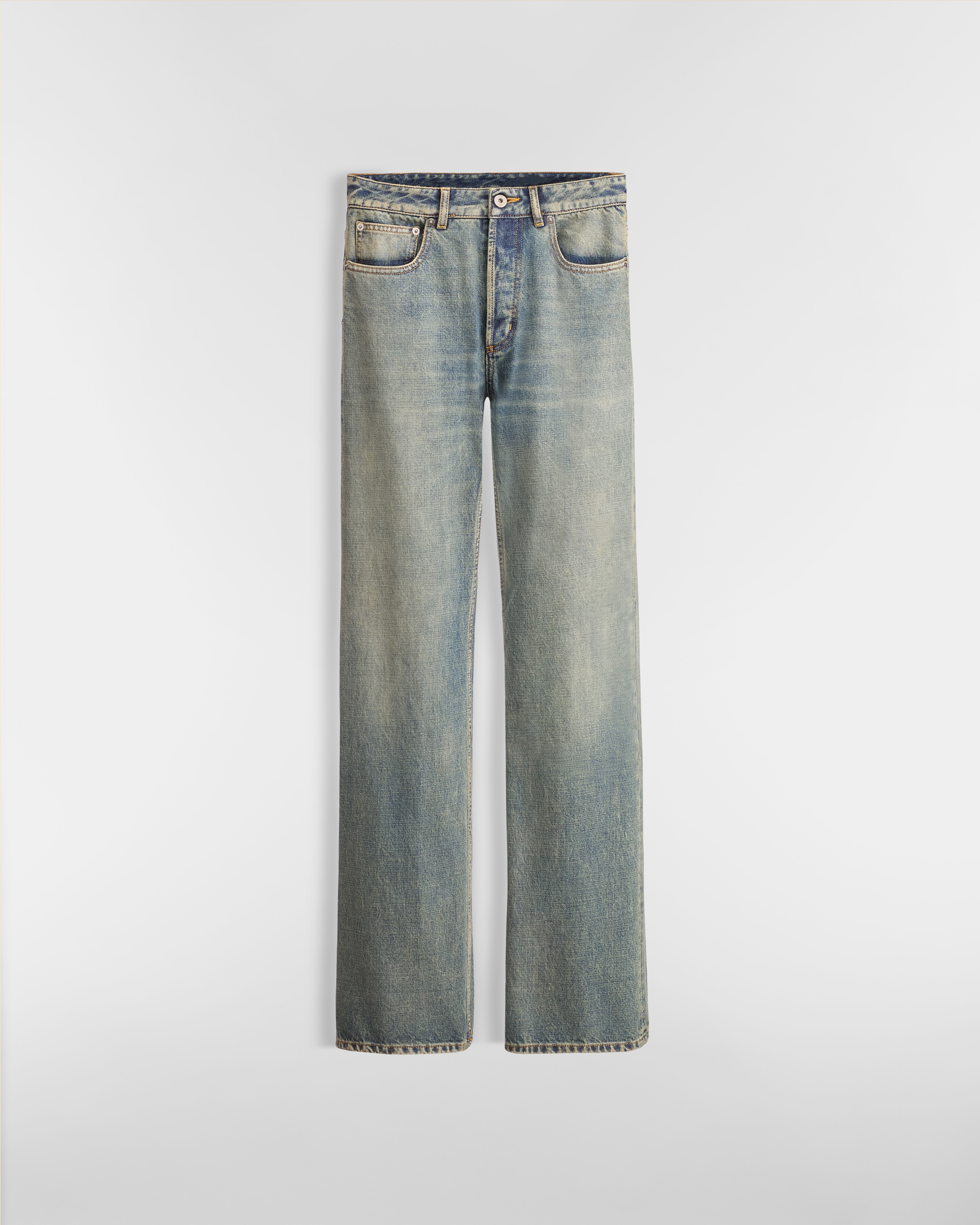 Flared Jeans Blue Stonewashed Cotton Denim E01