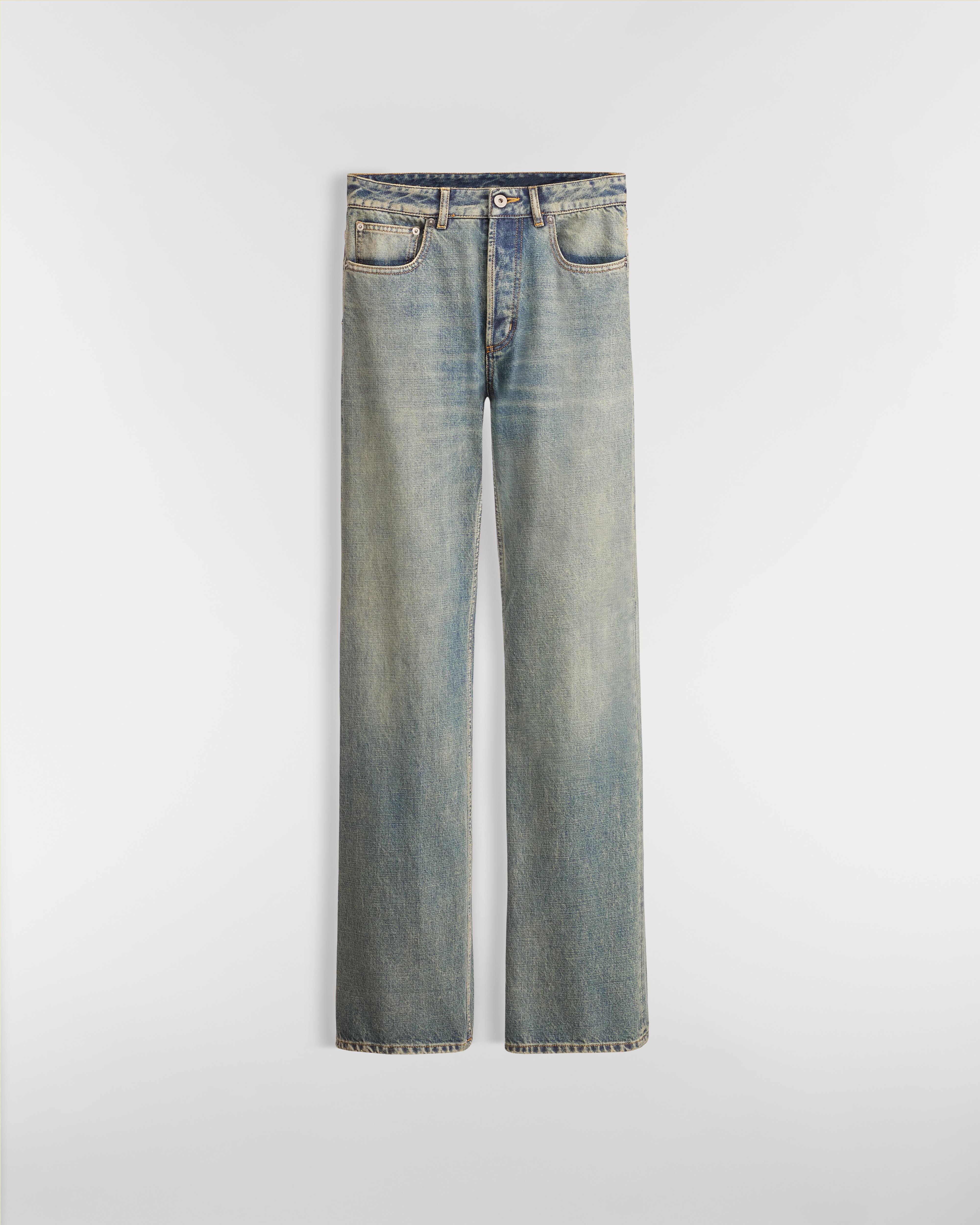 Flared Jeans Blue Stonewashed Cotton Denim