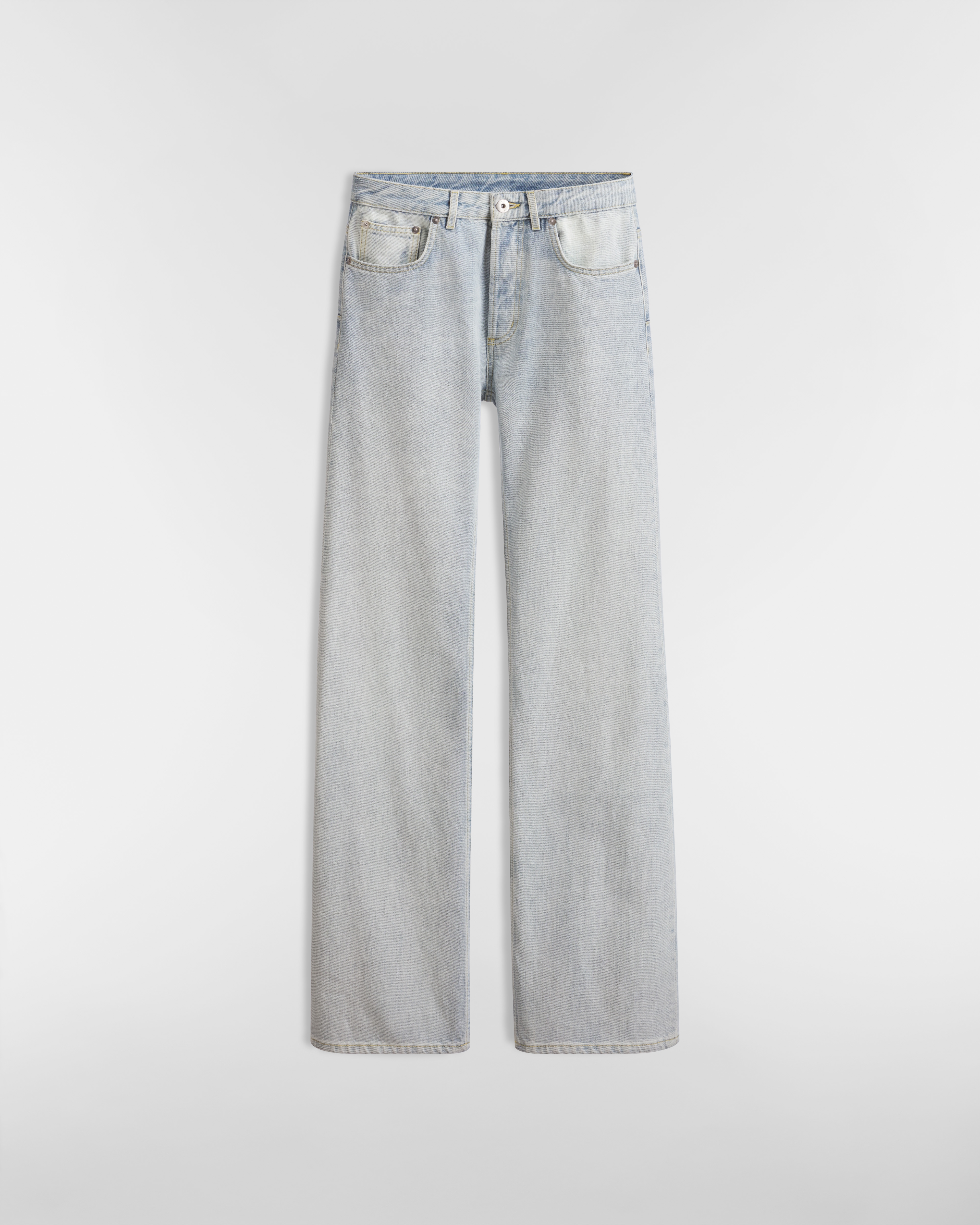 Jeans mit regulärer Passform und Umschlag Baumwolldenim in Hellblau E01