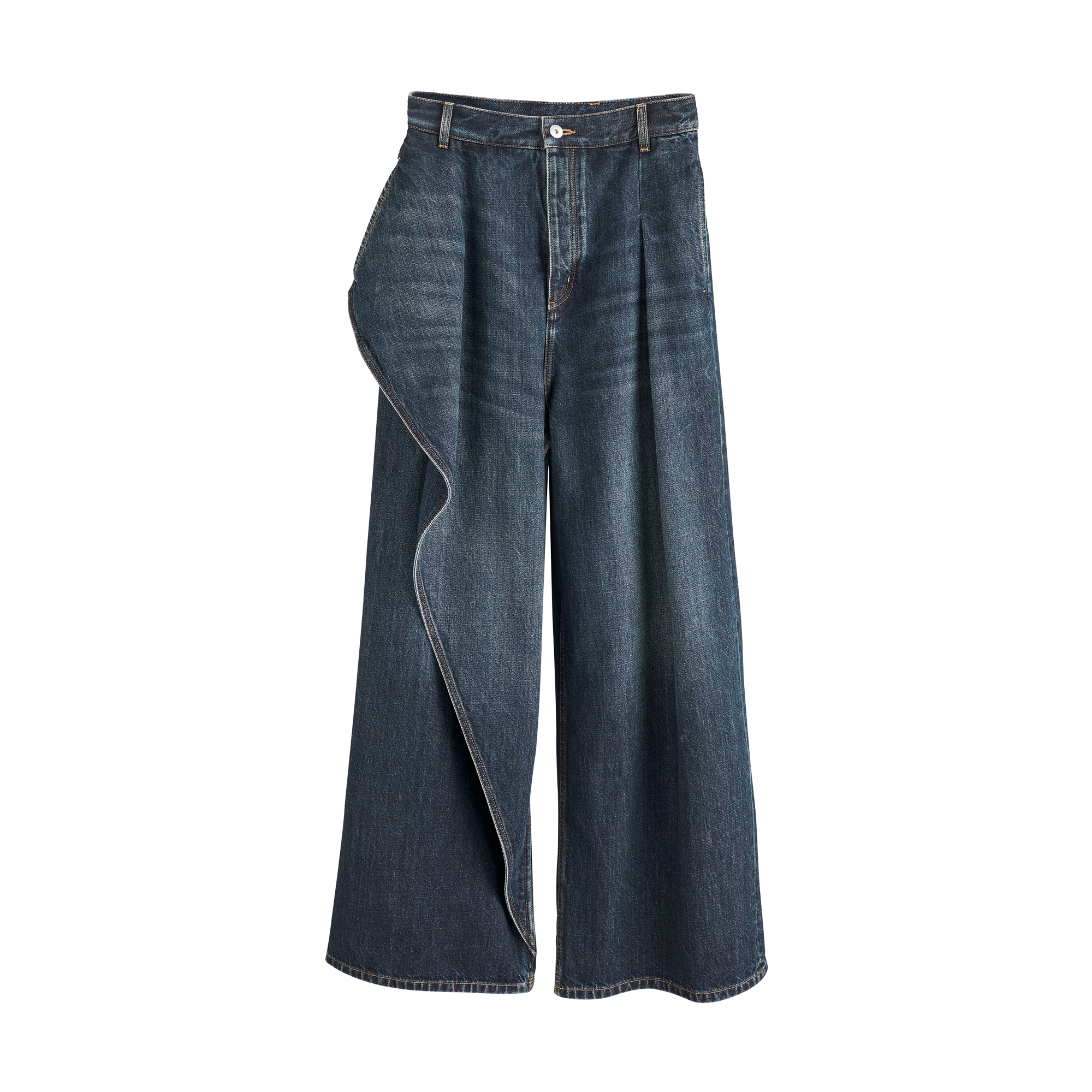 Draped Flared Jeans Blue Stonewashed Cotton Denim | DIOR