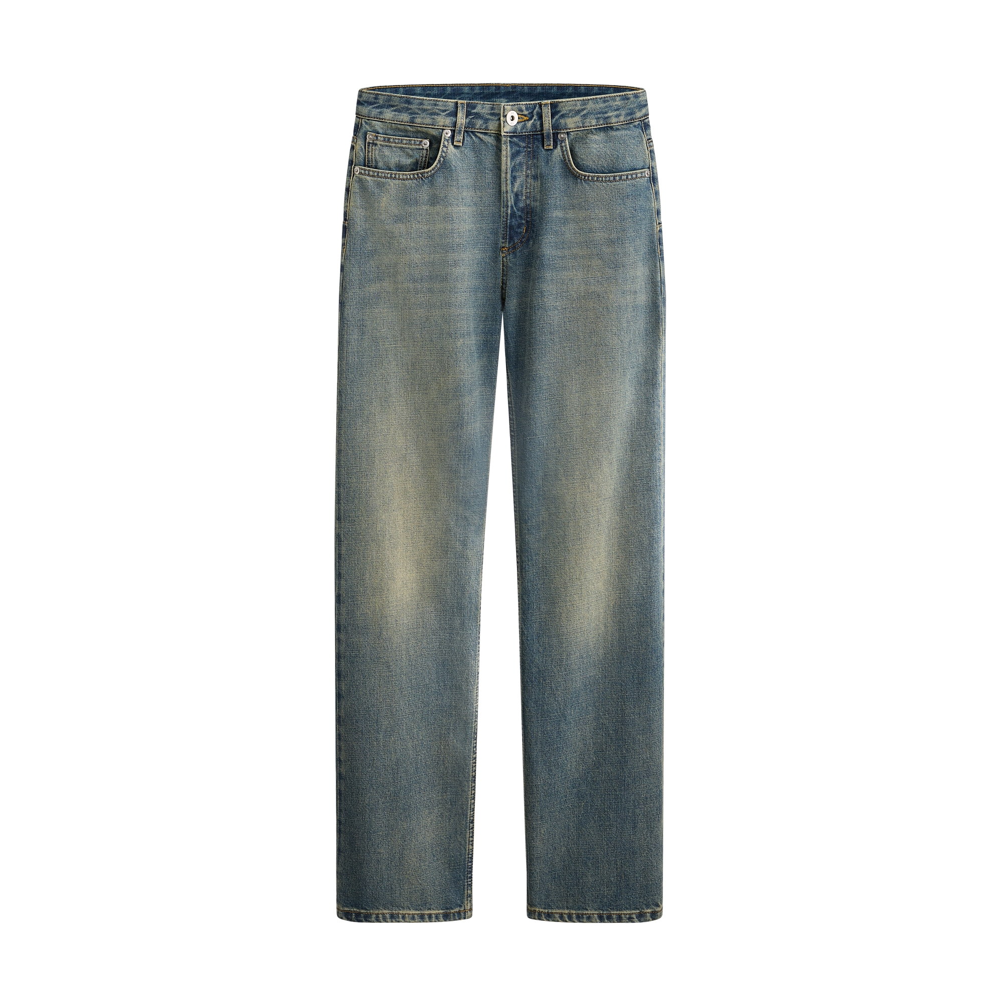 Regular-Fit Jeans Blue Stonewashed Cotton Denim E01