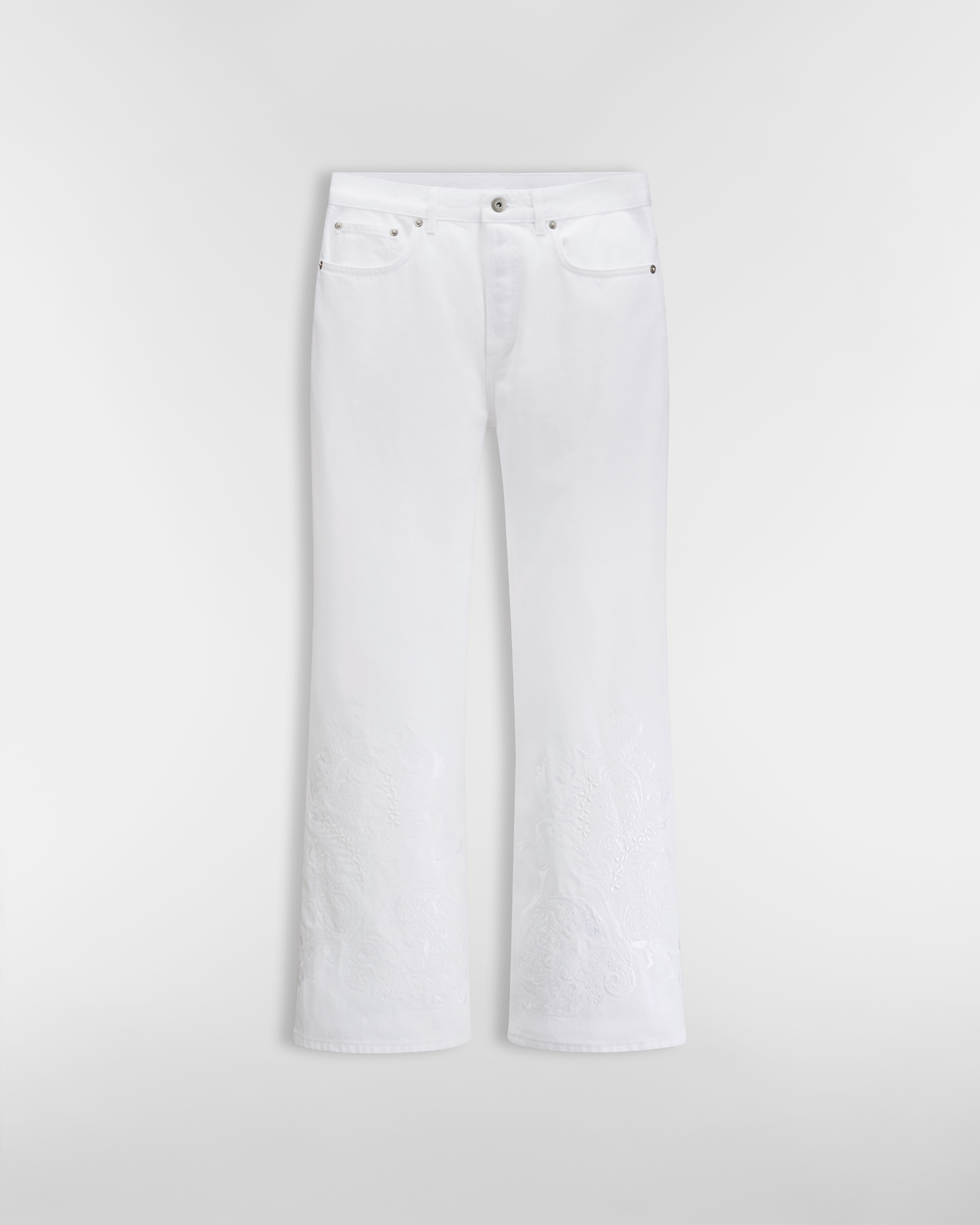 Jeans ricamati Denim di cotone bianco E01