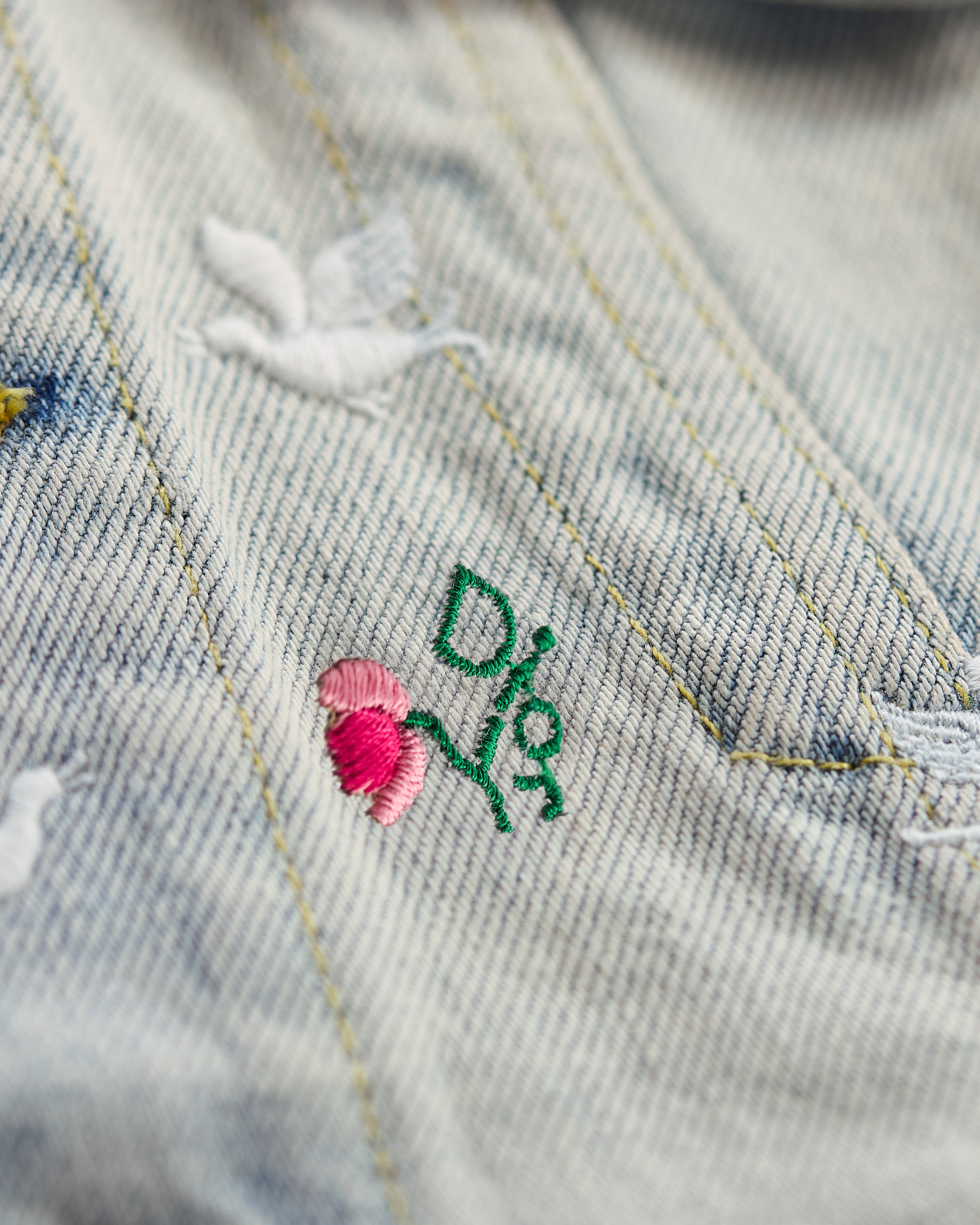 Dioramour エンブロイダリー ジャケット Doves & Roses コットンデニム E10