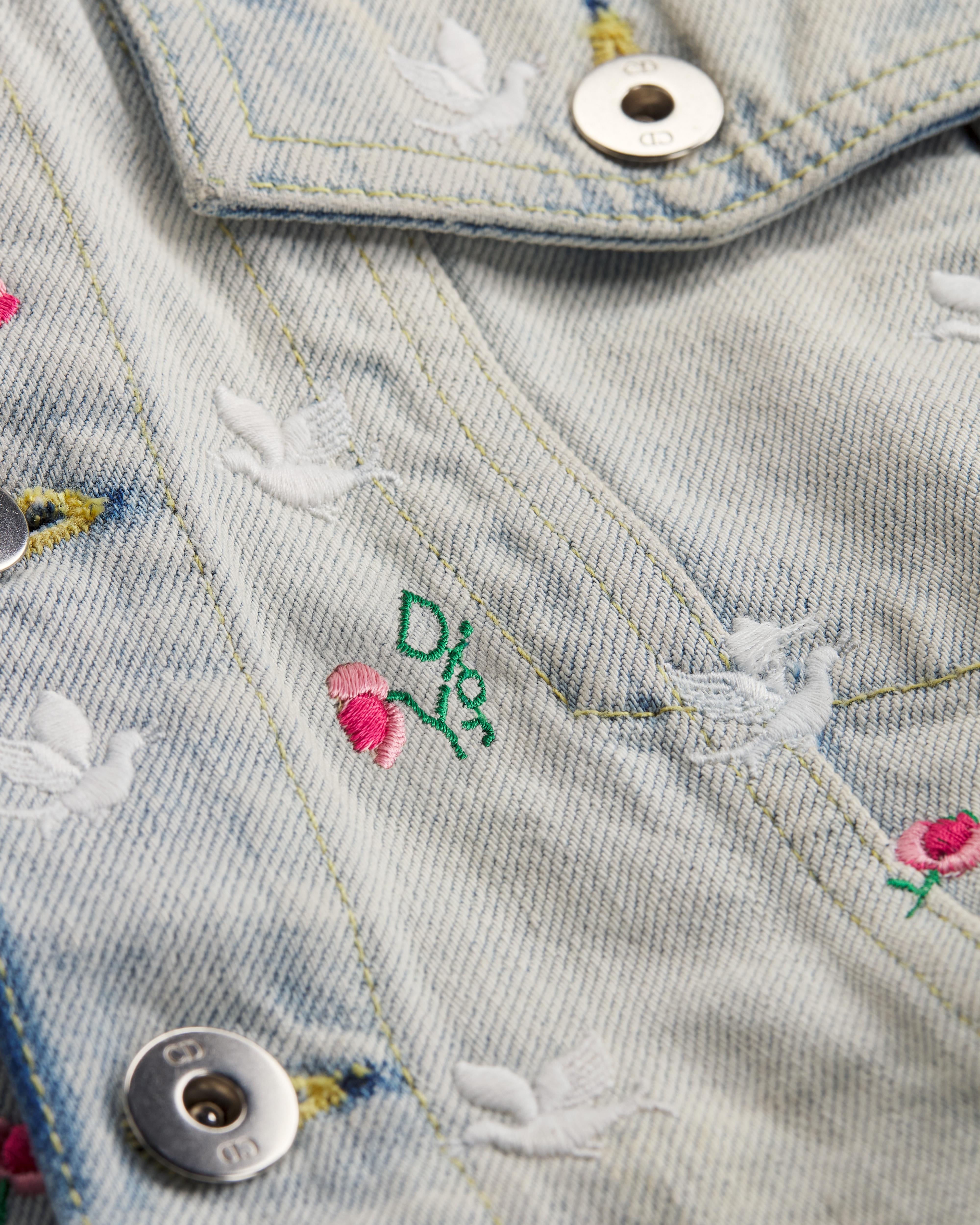 Dioramour エンブロイダリー ジャケット Doves & Roses コットンデニム E11