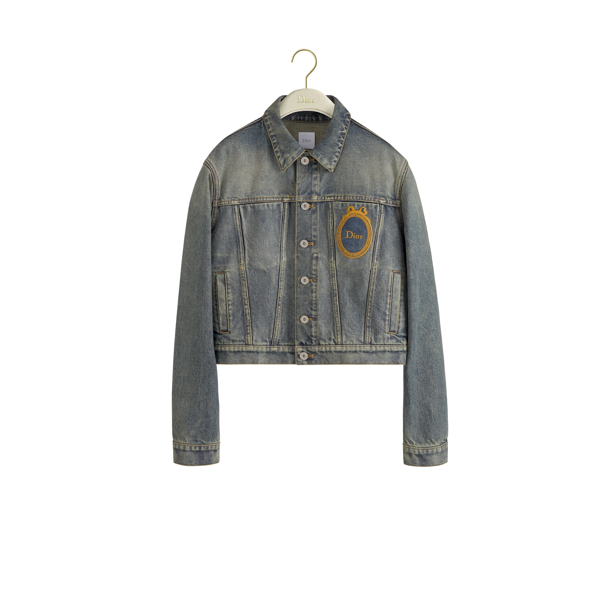 Dior Médaillon Cropped Jacket Blue Stonewashed Cotton Denim | DIOR