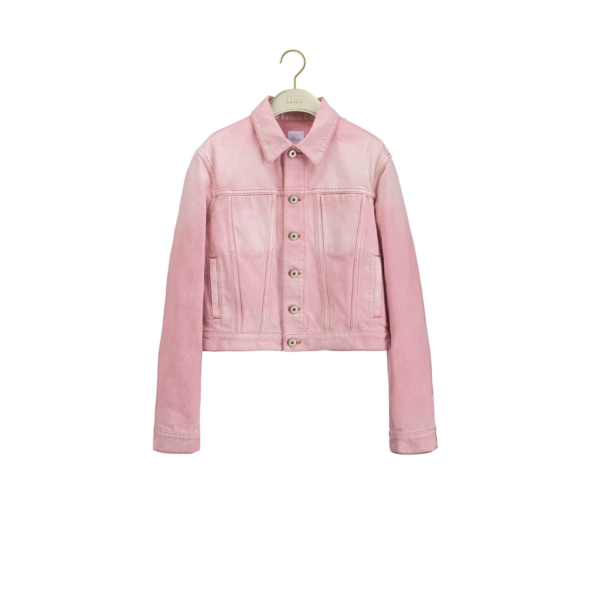 Dior Médaillon Cropped Jacket Pink Stonewashed Cotton Denim | DIOR