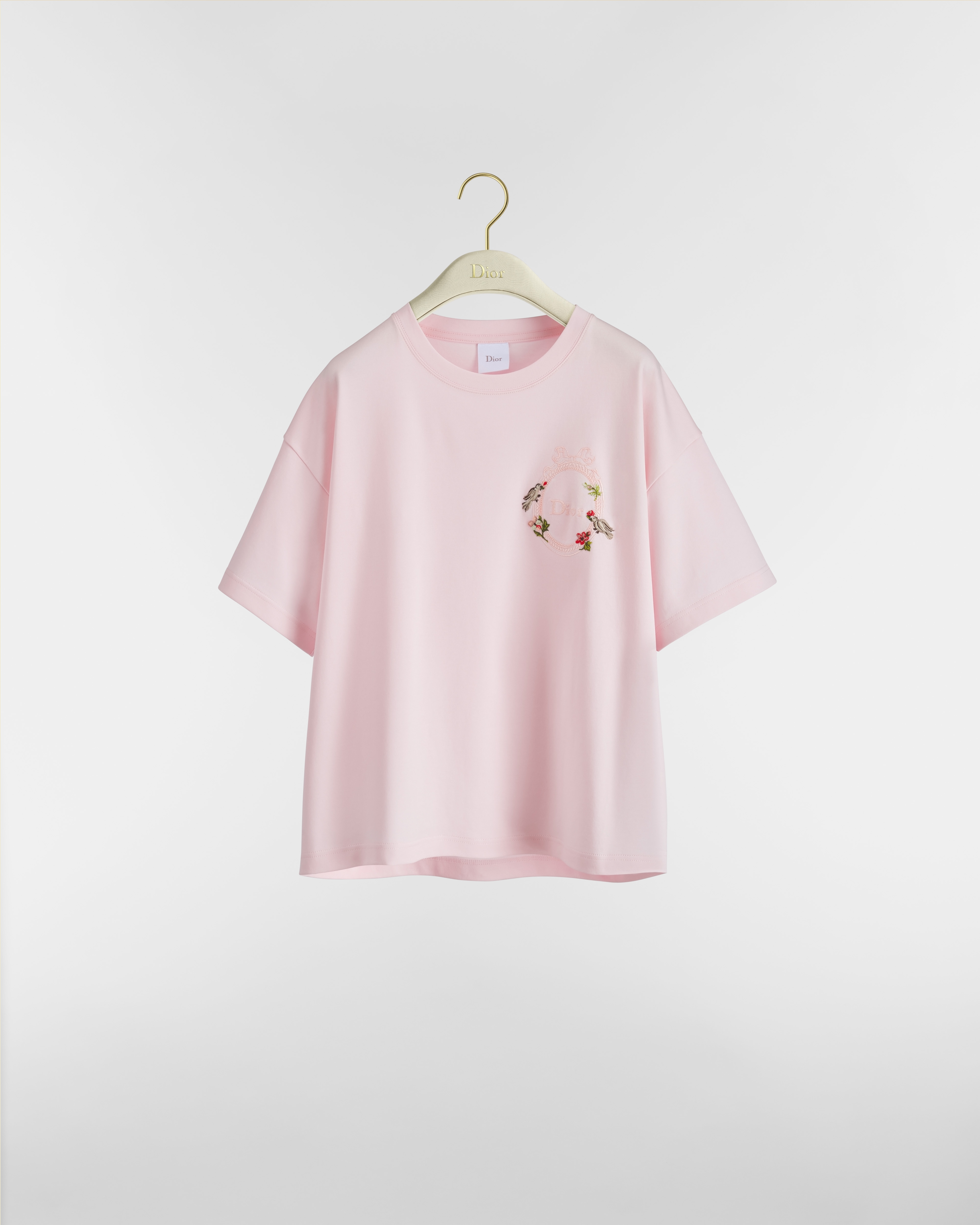 디올아무르 오버사이즈 크롭 티셔츠 핑크 코튼 저지 E01