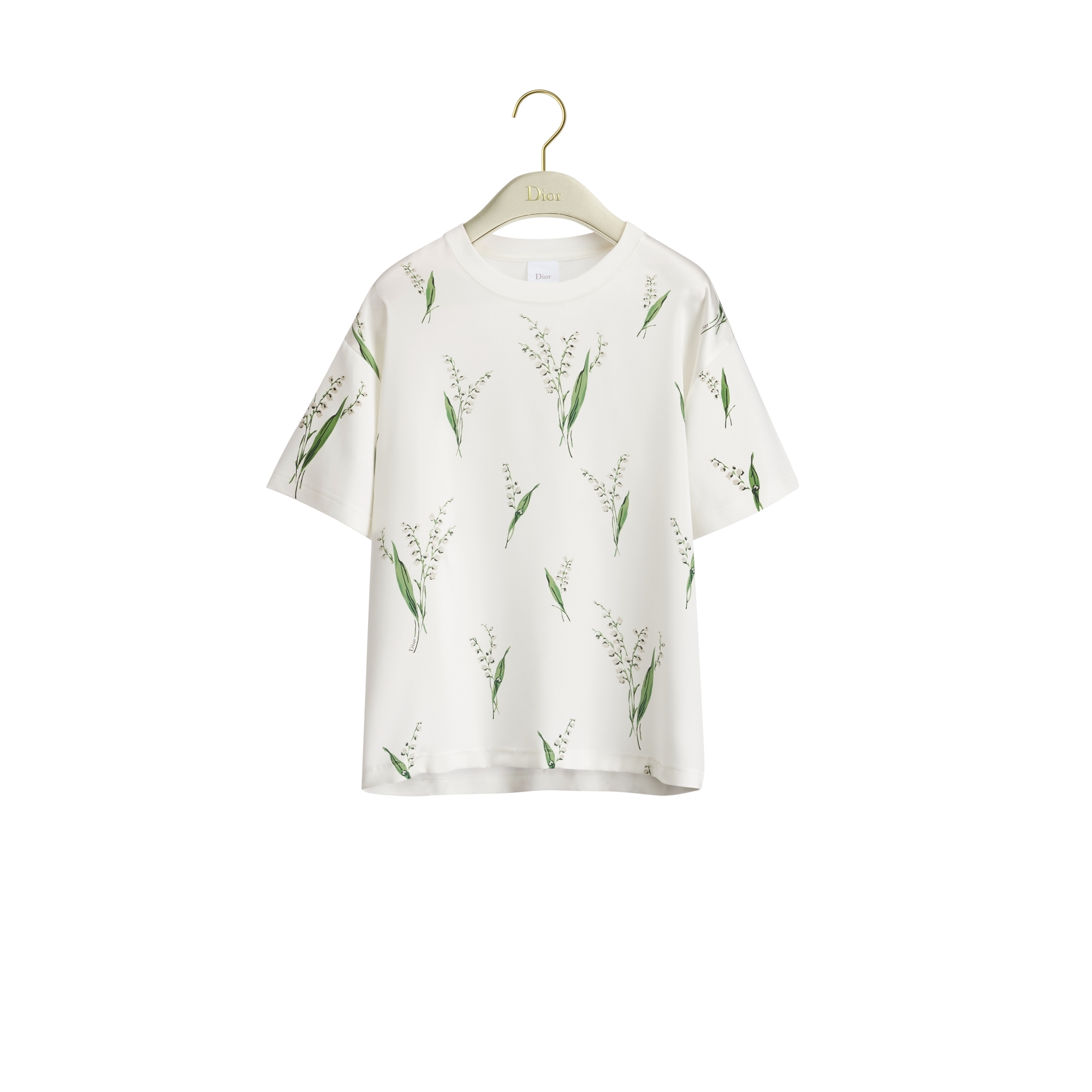 Oversized T-Shirt White Silk Jersey with Multicolor Lily of the