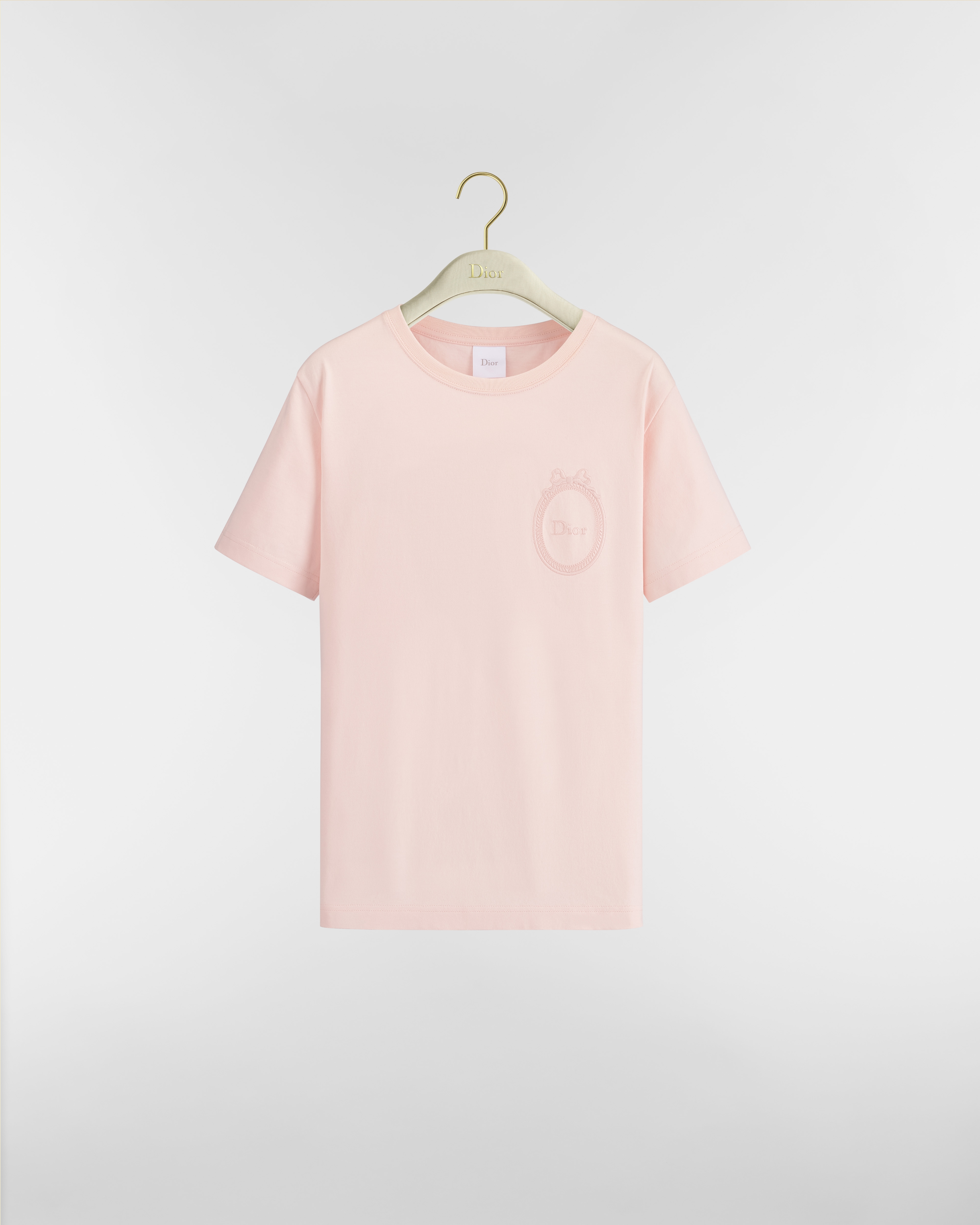 Fitted Dior Médaillon Embroidered T-shirt Pink Cotton Jersey E01