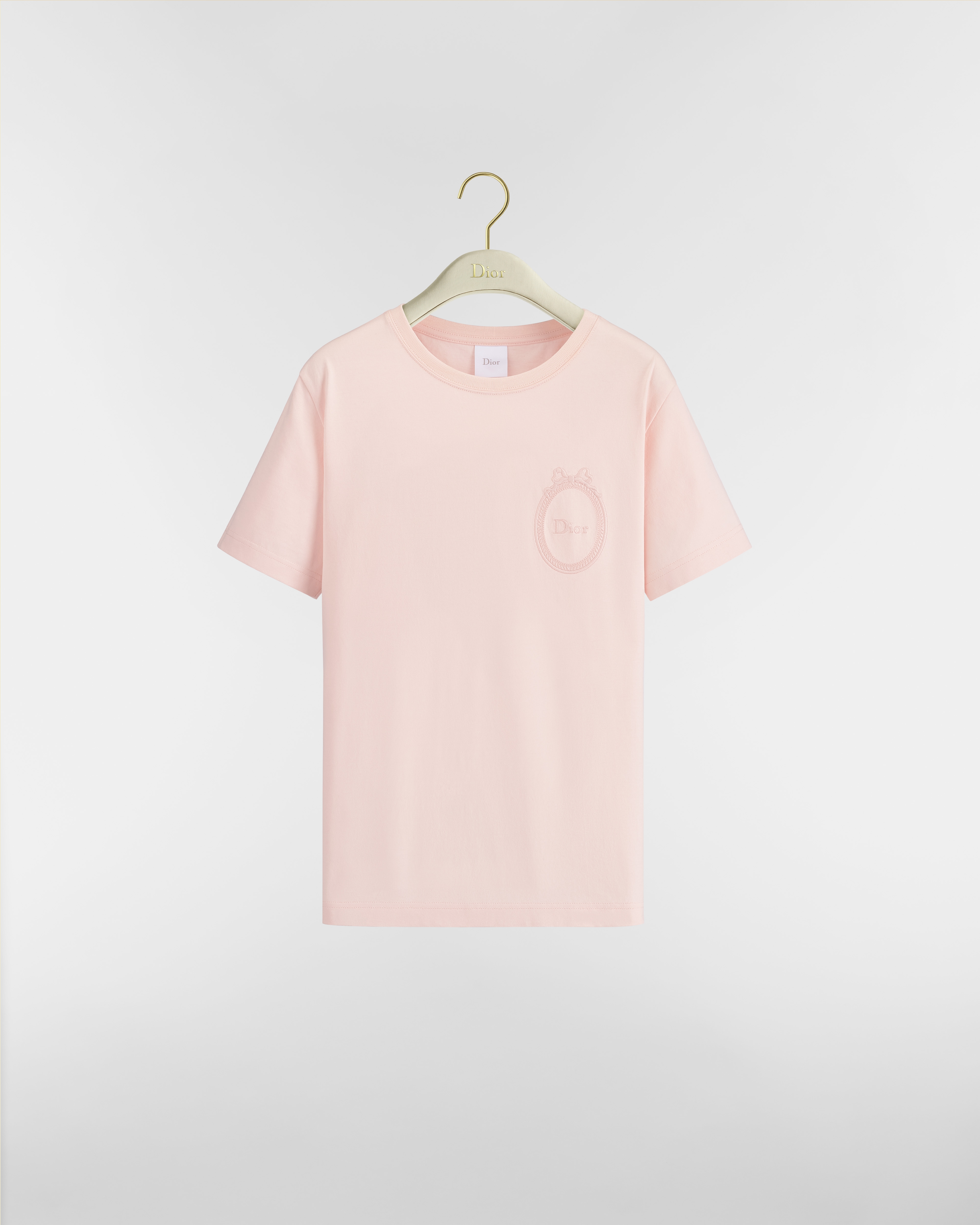 Camiseta entallada con bordado Dior Médaillon Punto de algodón rosa E01