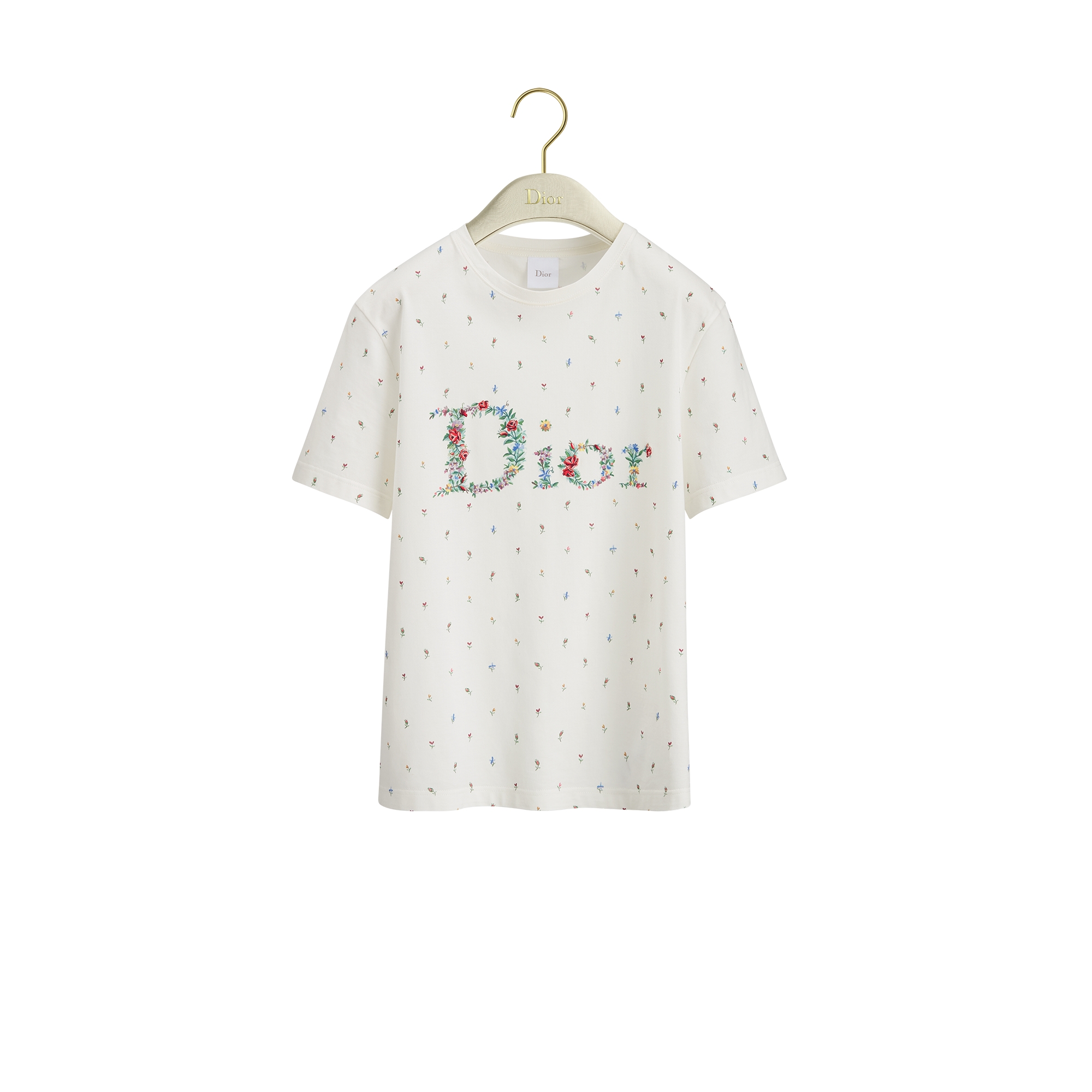 Dioramour Fitted T-Shirt White Cotton Jersey with Multicolor Dior