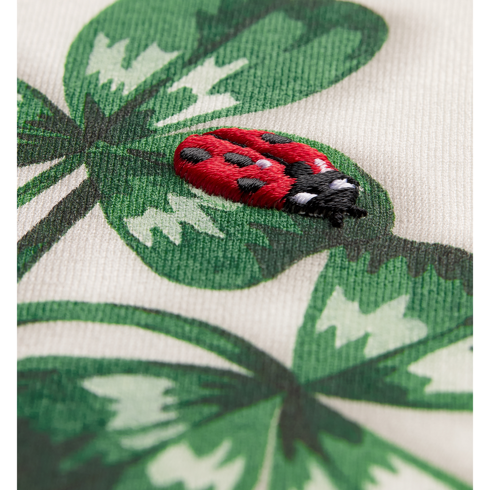 Fitted T-Shirt White Cotton Jersey with Green Dior Clover Motif E10