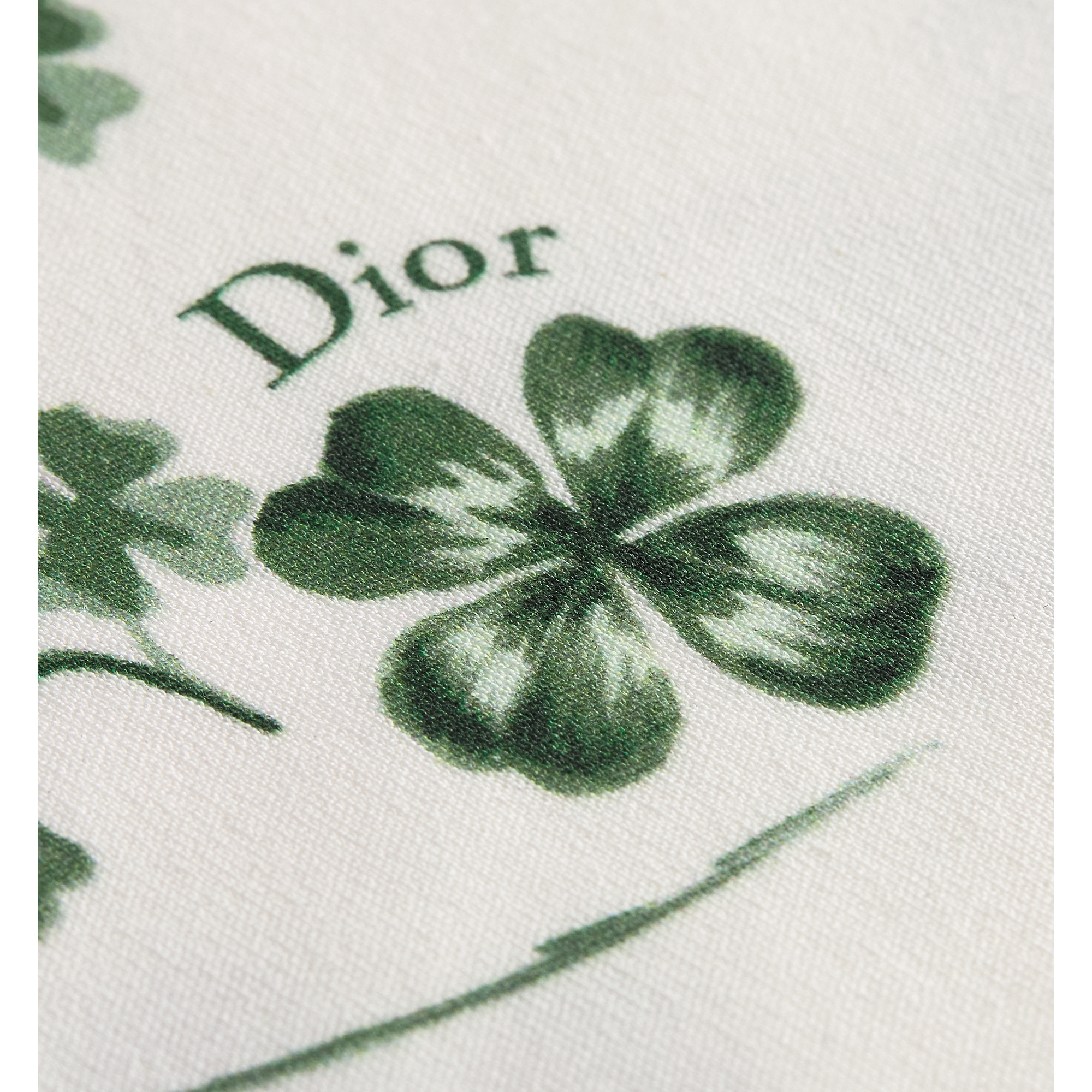 Fitted T-Shirt White Cotton Jersey with Green Toile de Jouy Clover Motif E09