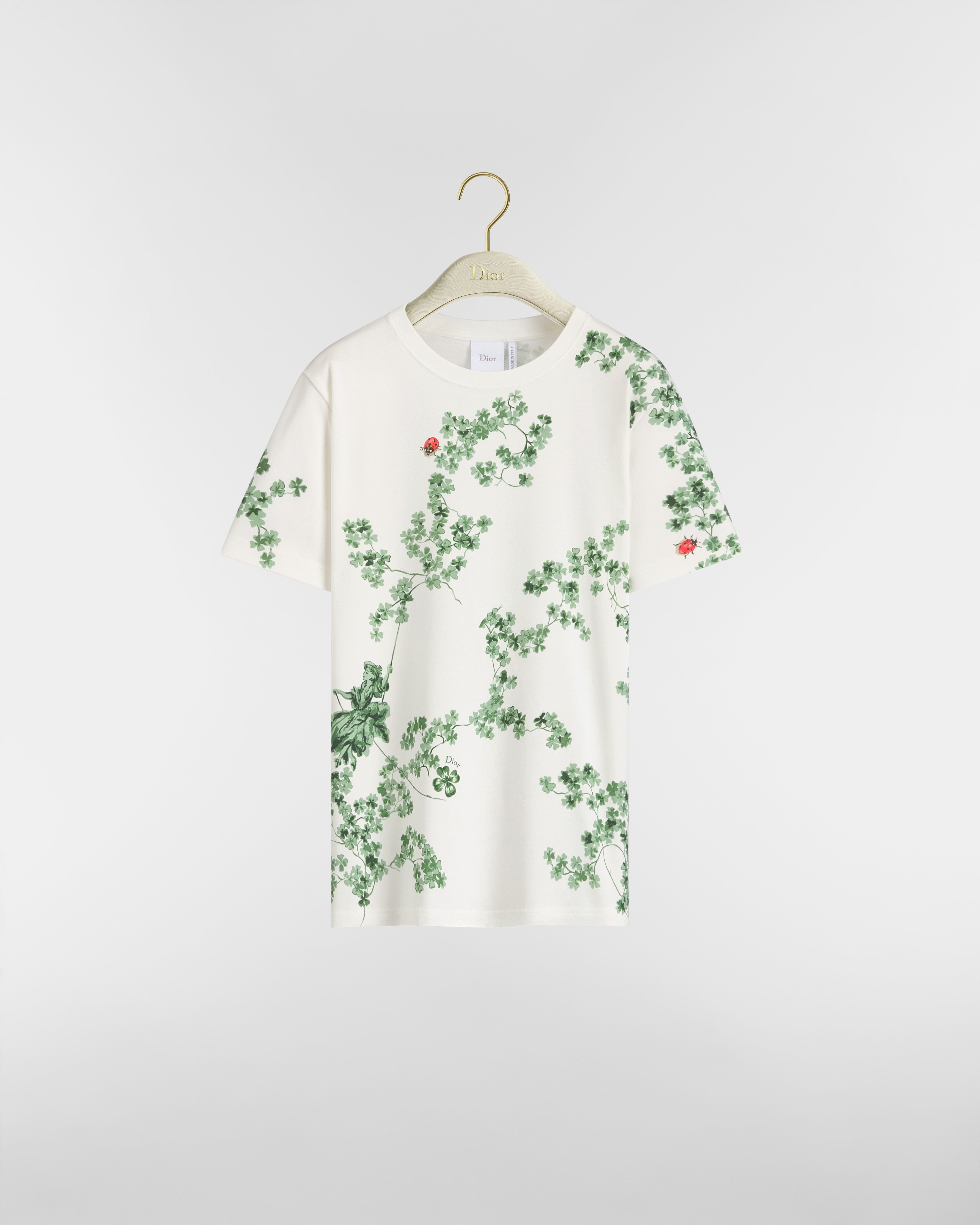 T-shirt ajusté Jersey de coton blanc à motif Toile de Jouy Clover vert E01