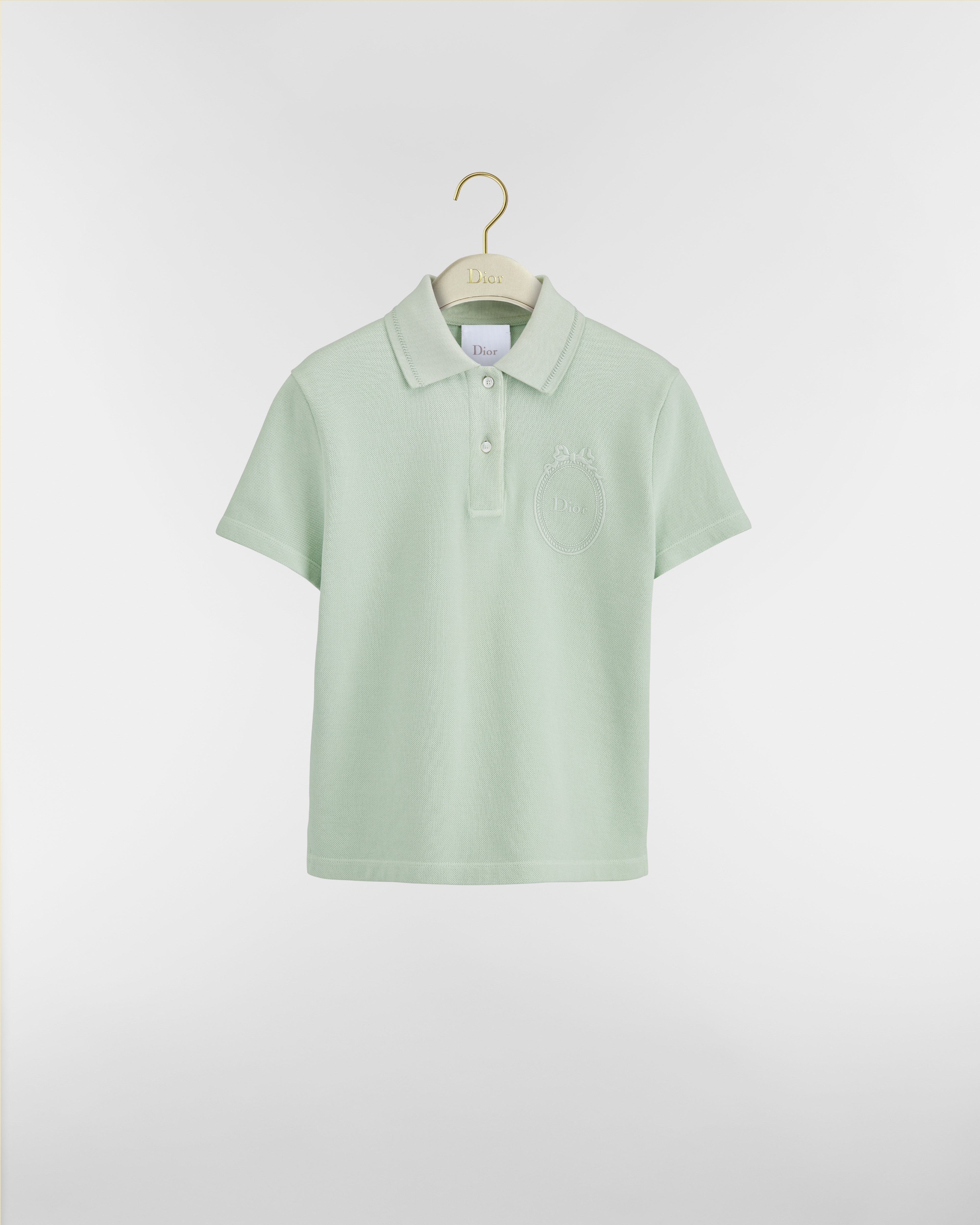Polo brodé Dior Médaillon Coton mélangé piqué vert E01